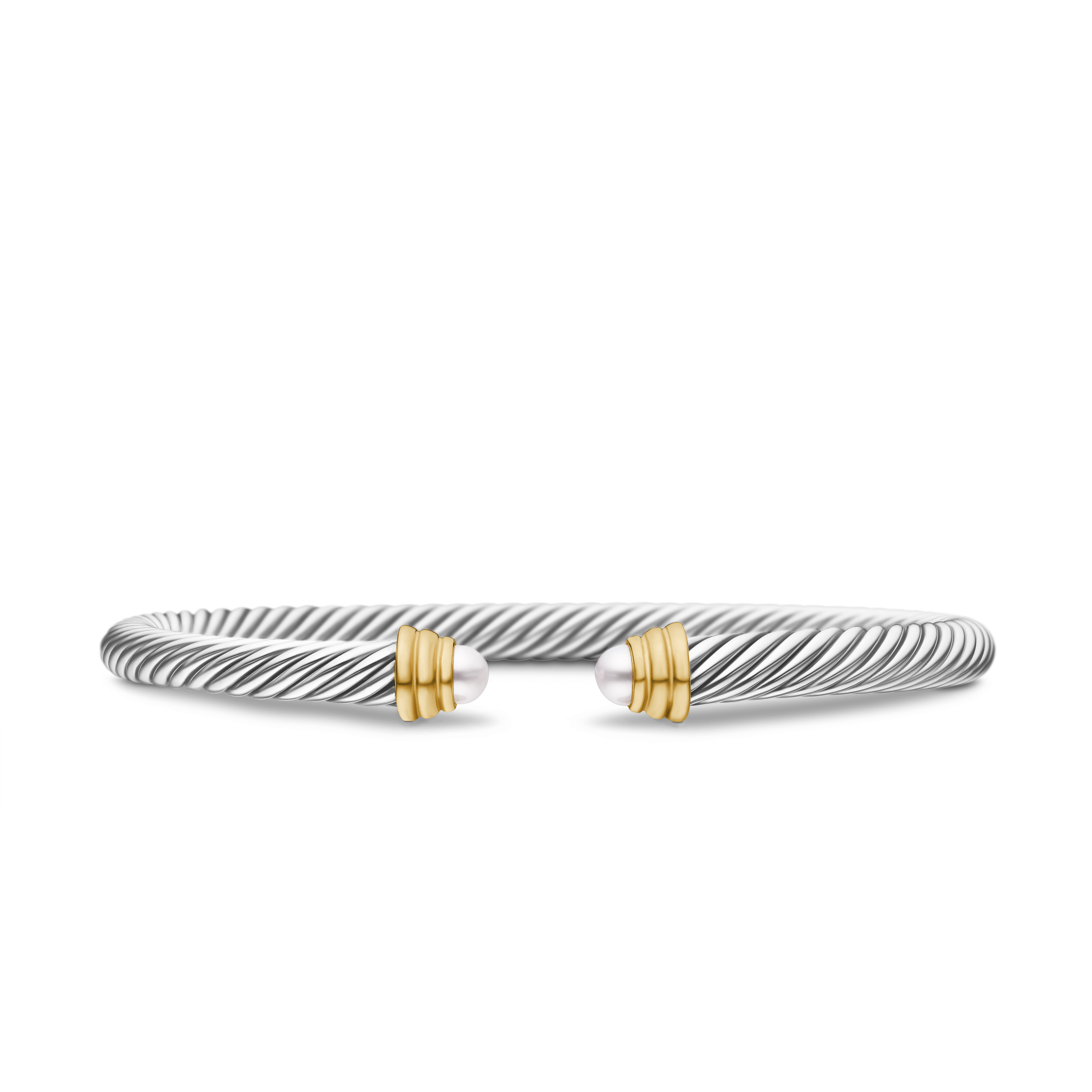 Classic Cable Bracelet in Sterling Silver with 14K Yellow Gold and Pearls, 5mm Classic Cable Bracelet in Sterling Silver with 14K Yellow Gold and Pearls, 5mm