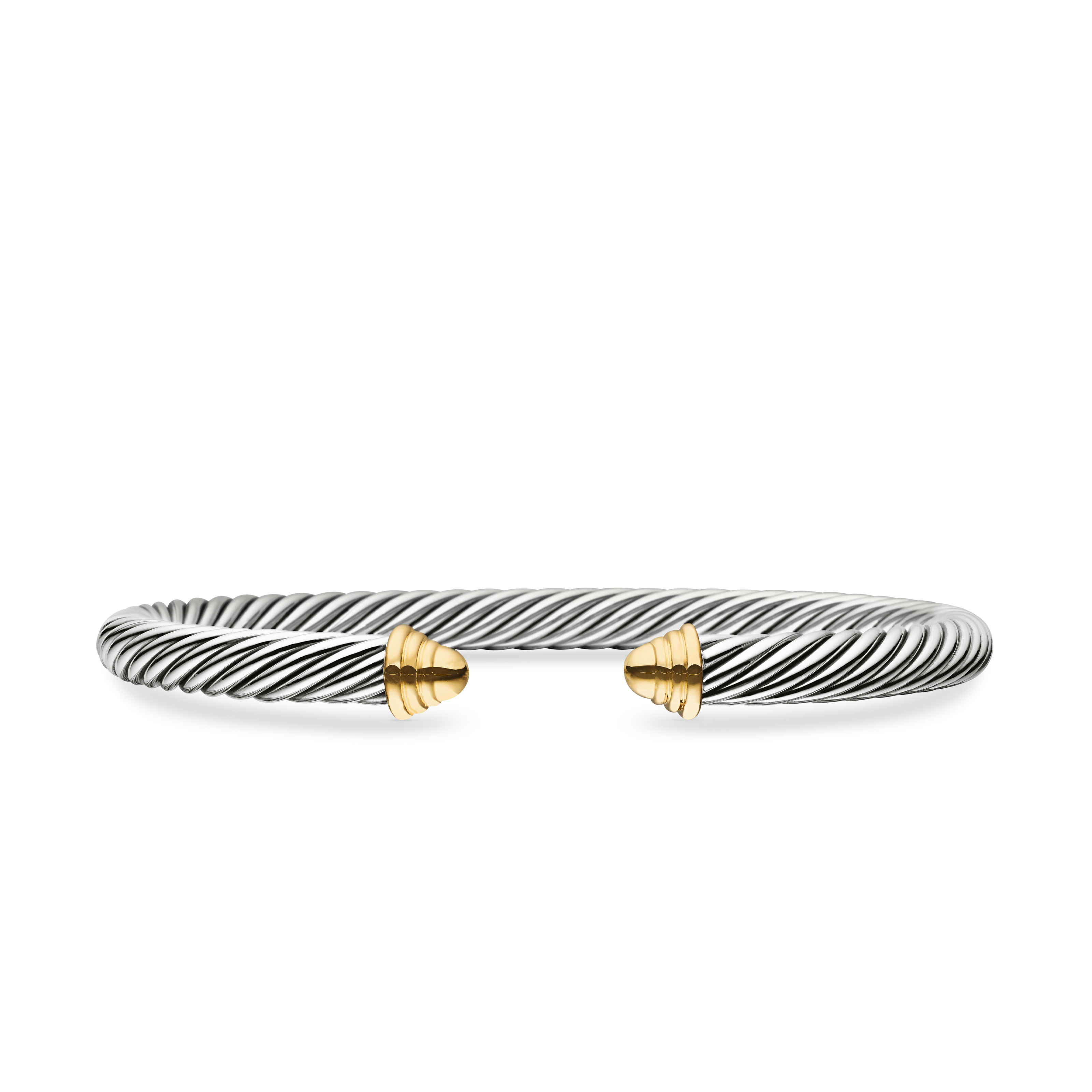 Classic Cable Bracelet in Sterling Silver with 14K Yellow Gold Domes, 5mm Classic Cable Bracelet in Sterling Silver with 14K Yellow Gold Domes, 5mm