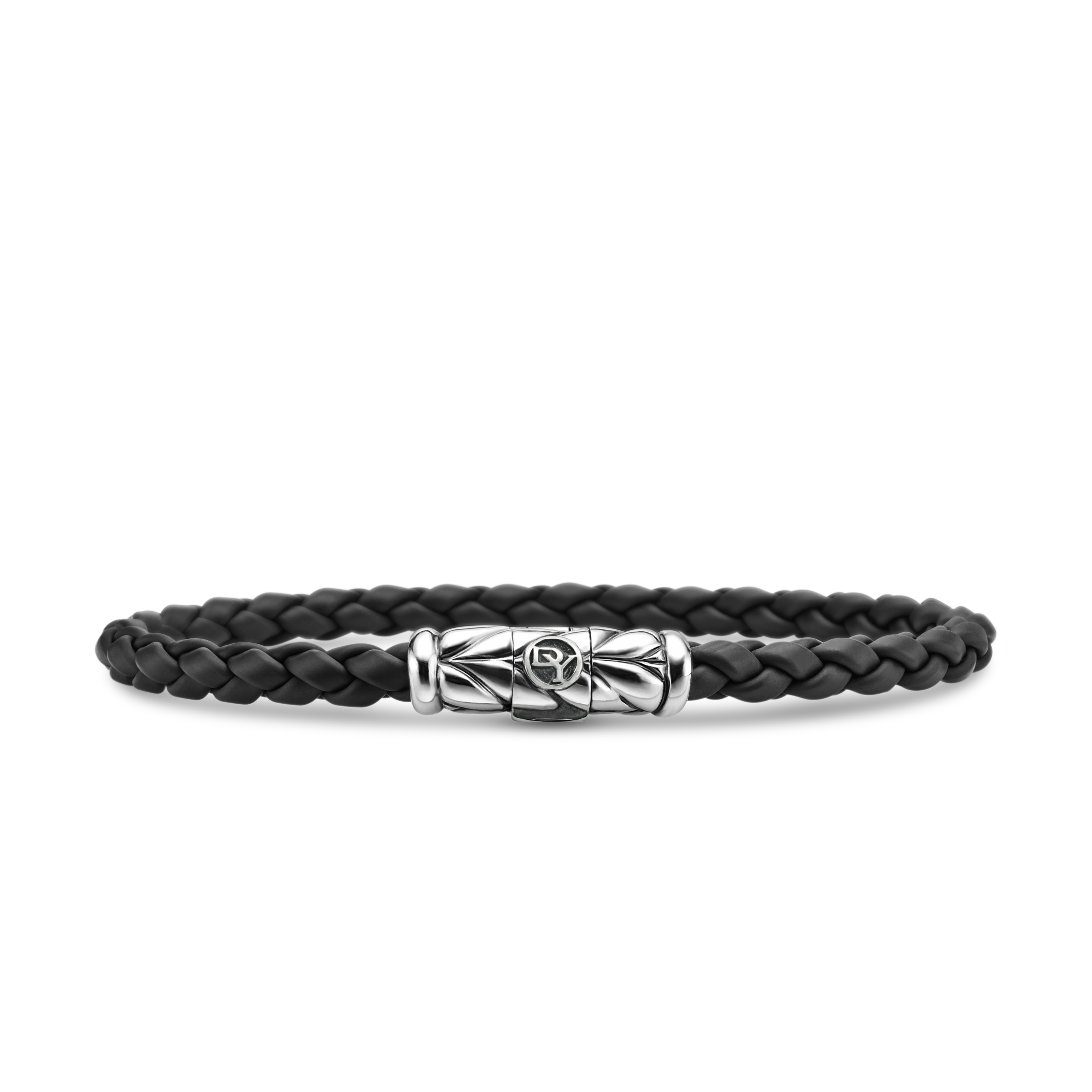 5.5mm Woven Rubber Chevron Bracelet in Sterling Silver 5.5mm Woven Rubber Chevron Bracelet in Sterling Silver