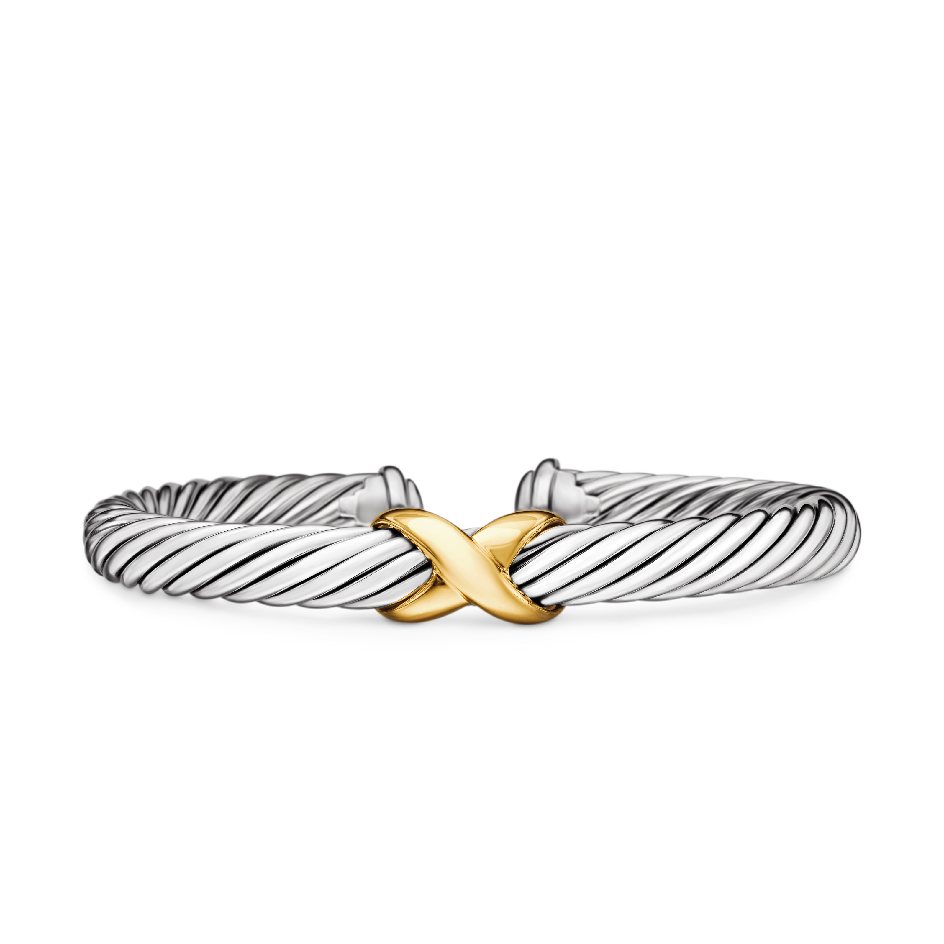 7 mm Single Station X Collection Bracelet in Sterling Silver and 14k Yellow Gold 7 mm Single Station X Collection Bracelet in Sterling Silver and 14k Yellow Gold