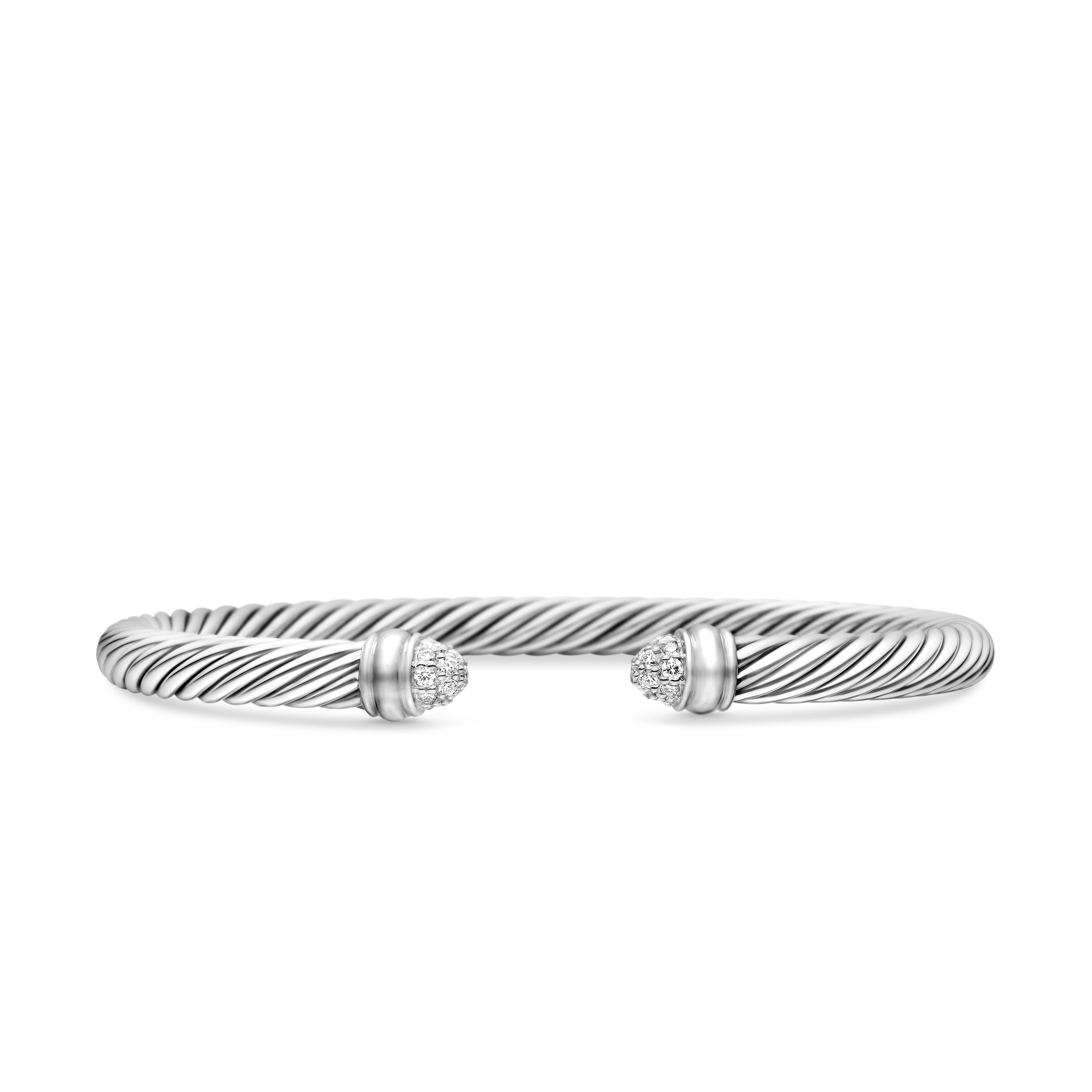 Classic Cable Bracelet in Sterling Silver with Pavé Diamond Domes, 5mm Classic Cable Bracelet in Sterling Silver with Pavé Diamond Domes, 5mm