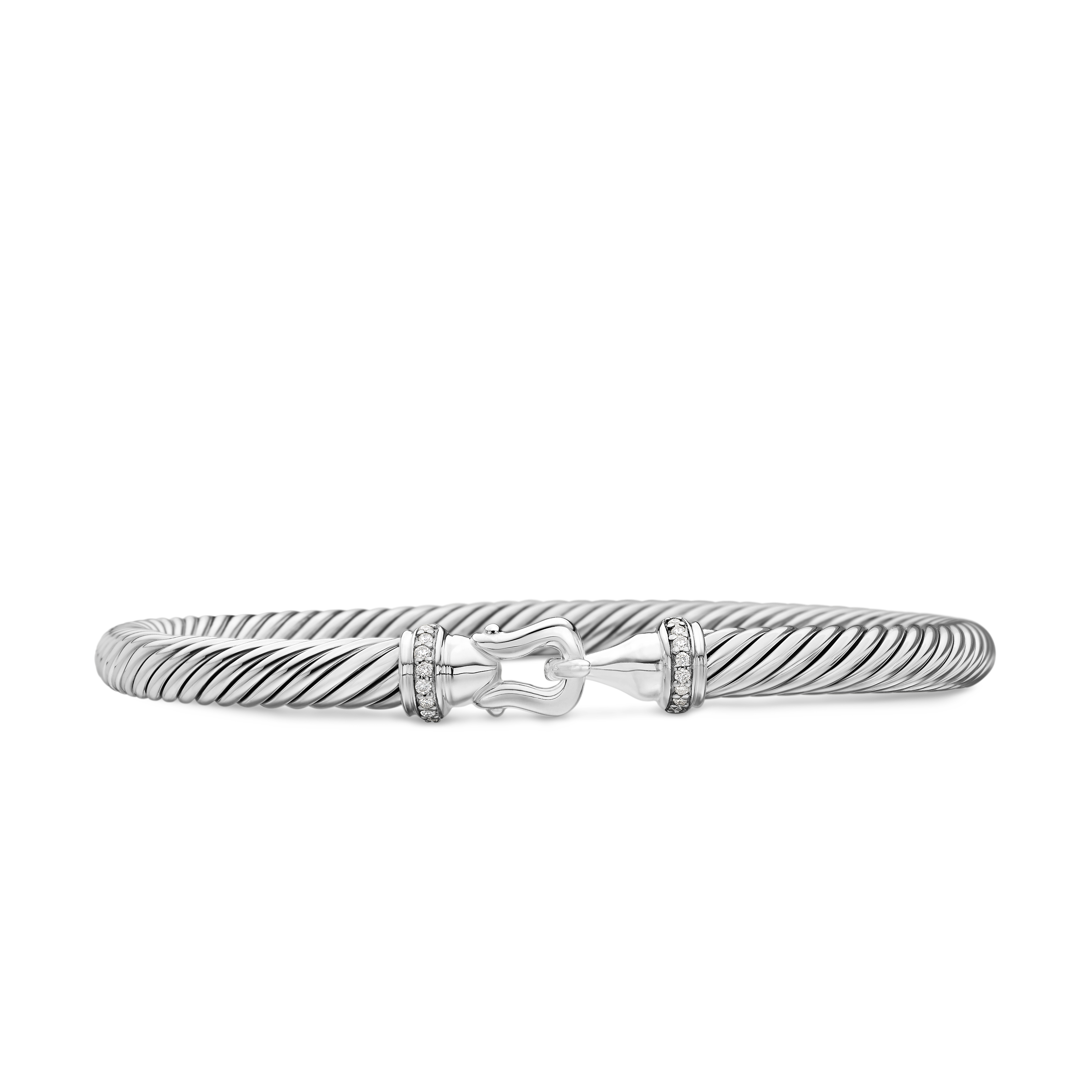 Buckle Classic Cable Bracelet in Sterling Silver with Diamonds, 5mm Buckle Classic Cable Bracelet in Sterling Silver with Diamonds, 5mm