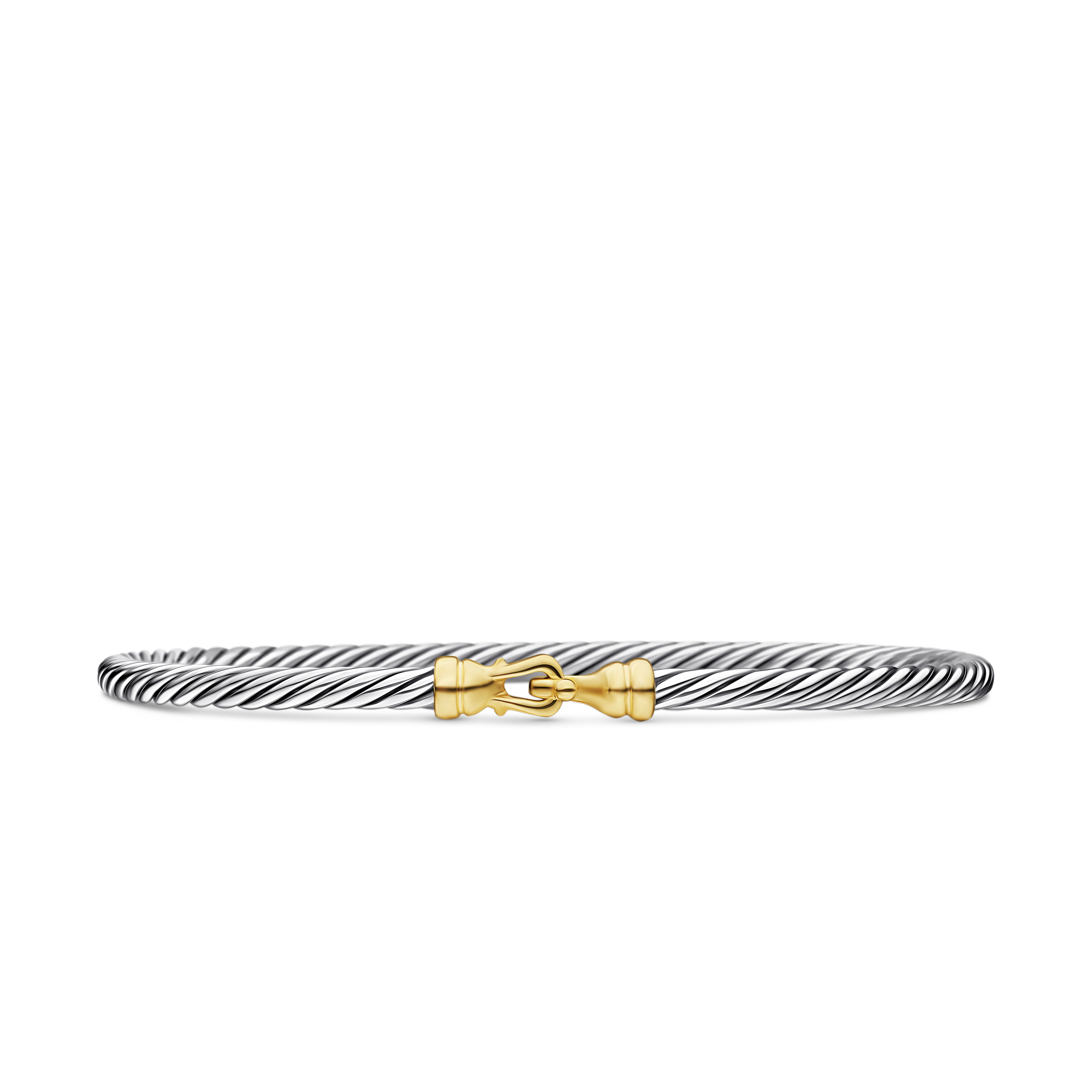 Buckle Classic Cable Bracelet in Sterling Silver with 18K Yellow Gold, 3mm Buckle Classic Cable Bracelet in Sterling Silver with 18K Yellow Gold, 3mm
