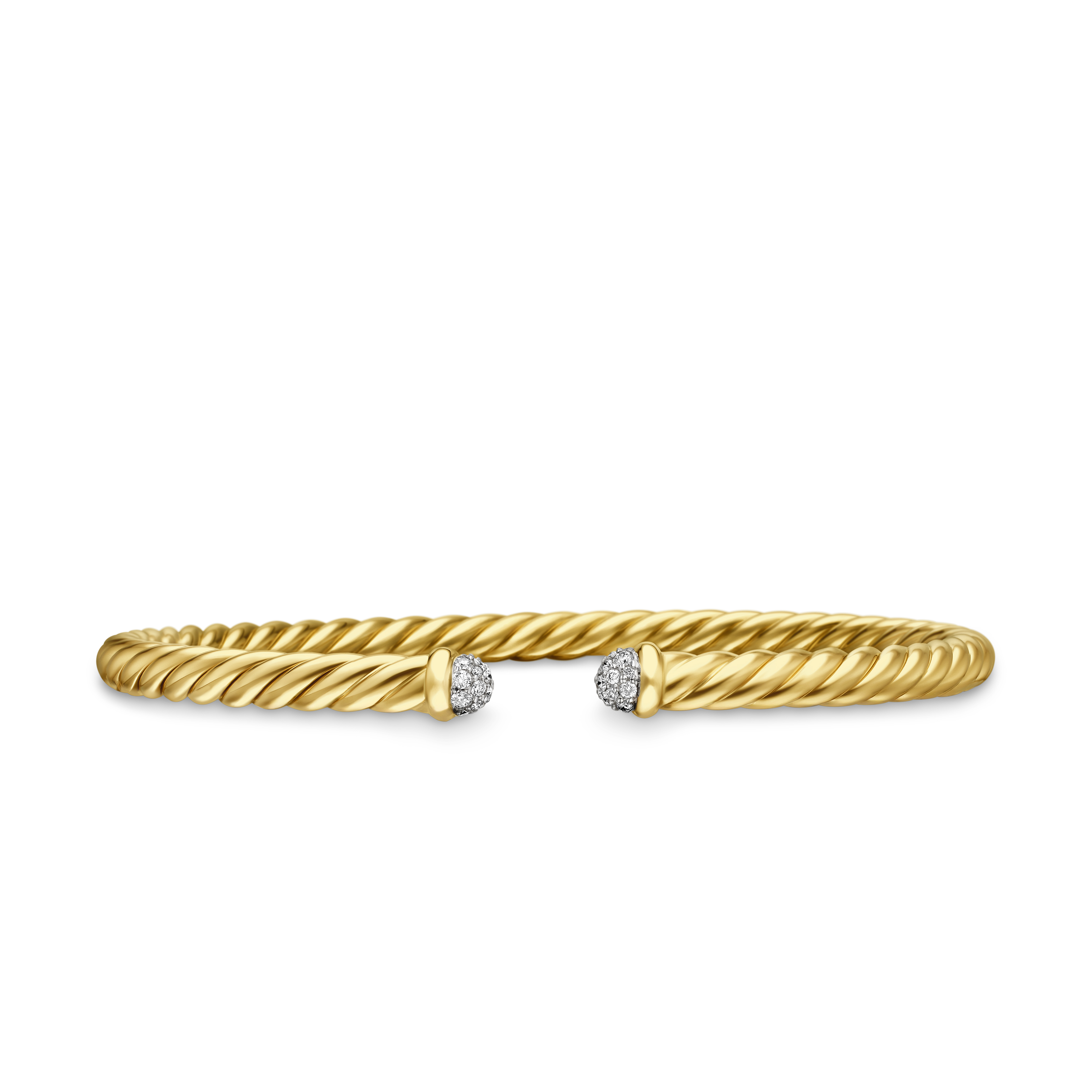 Cable Flex Bracelet in 18K Yellow Gold with Diamonds, 4mm Cable Flex Bracelet in 18K Yellow Gold with Diamonds, 4mm