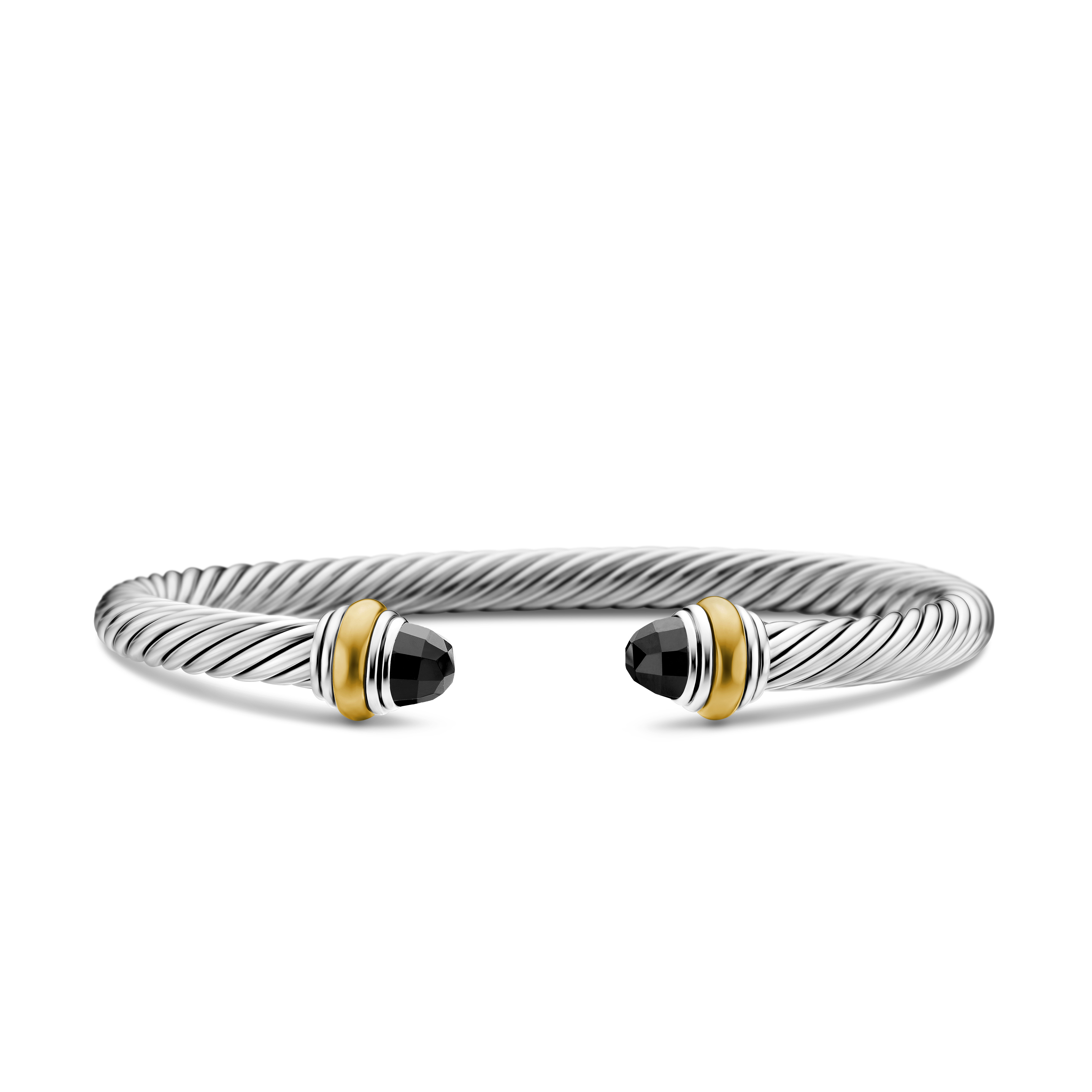 Classic Cable Bracelet in Sterling Silver with 14K Yellow Gold and Black Onyx, 5mm Classic Cable Bracelet in Sterling Silver with 14K Yellow Gold and Black Onyx, 5mm