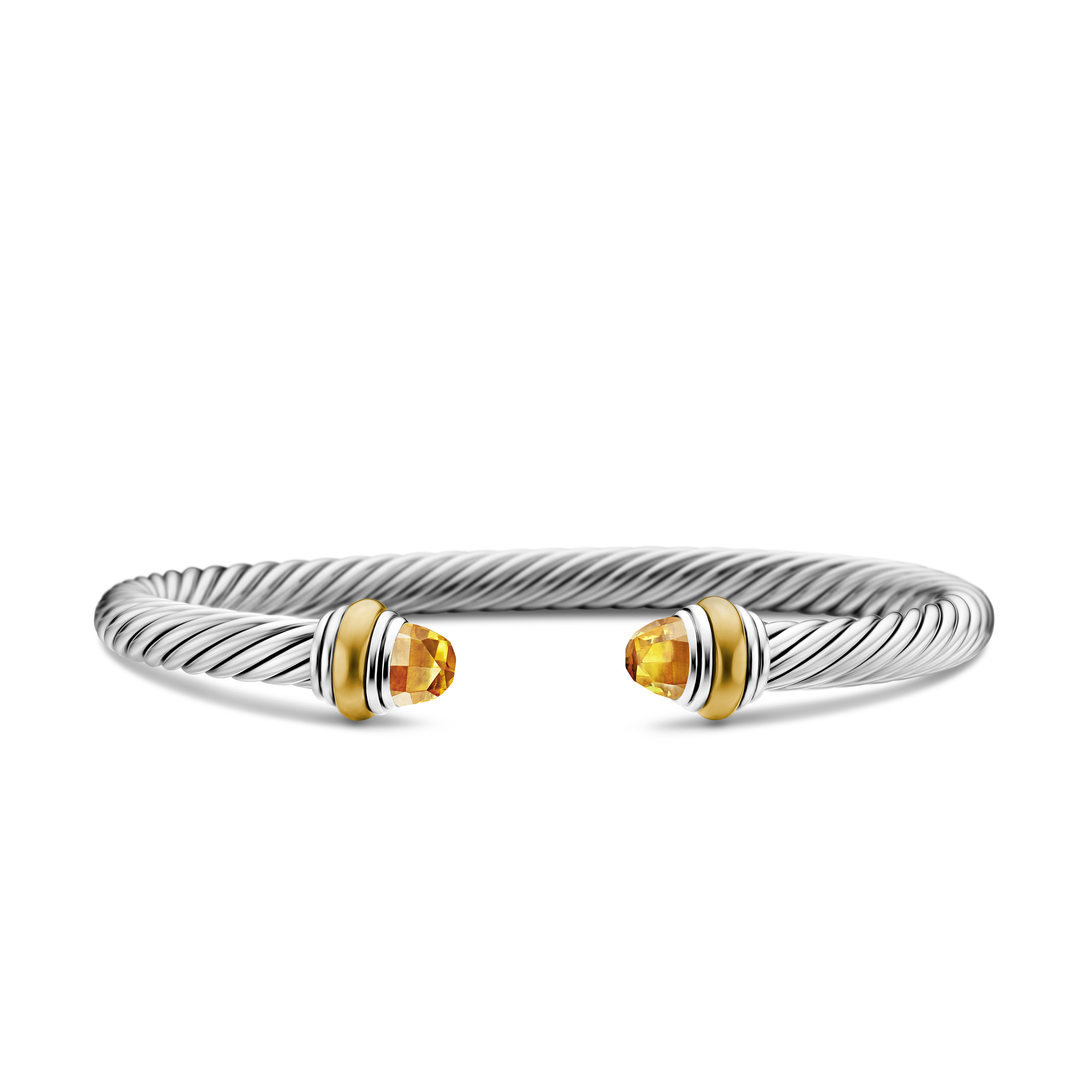 Classic Cable Bracelet in Sterling Silver with 14K Yellow Gold and Citrine, 5mm Classic Cable Bracelet in Sterling Silver with 14K Yellow Gold and Citrine, 5mm