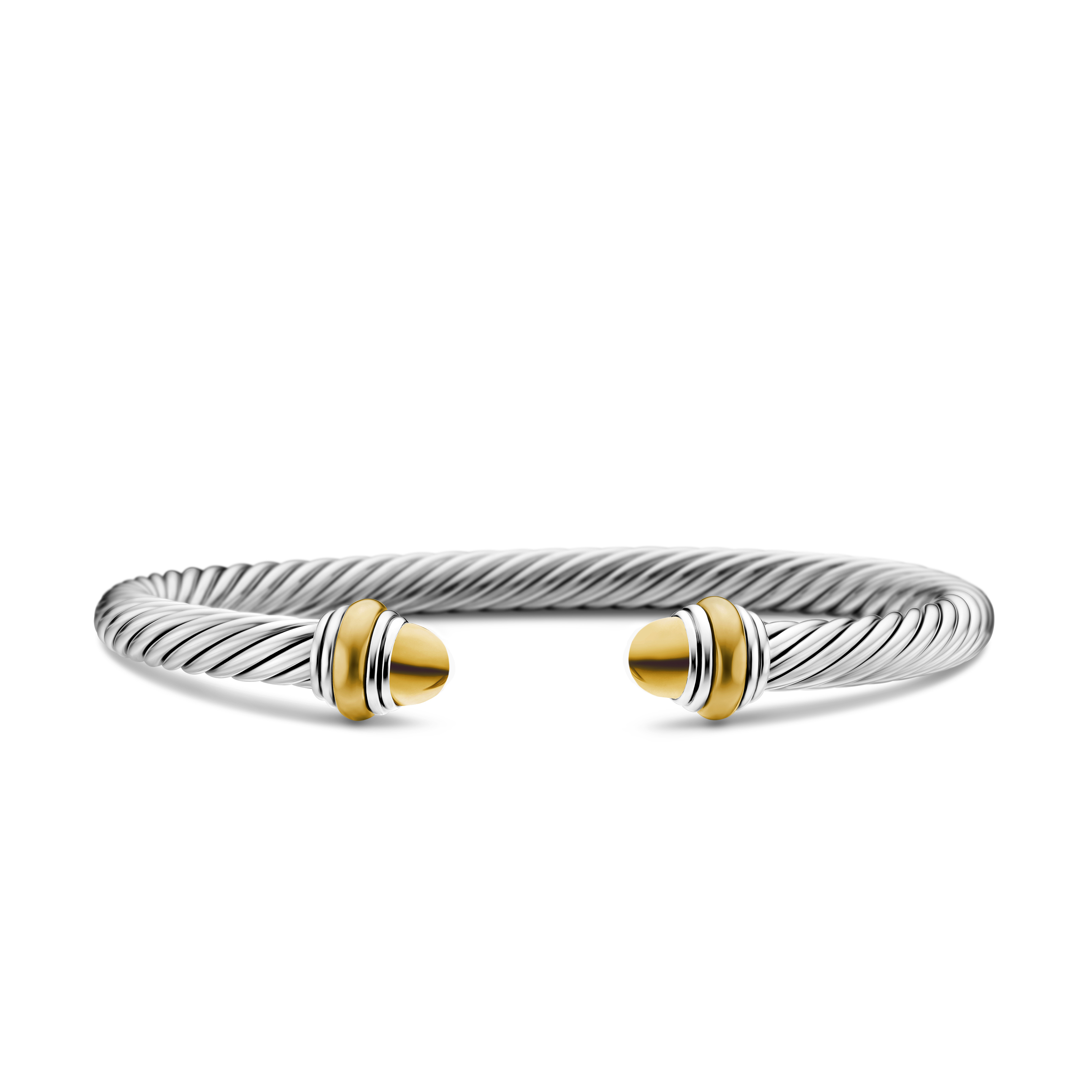 Classic Cable Bracelet in Sterling Silver with 14K Yellow Gold and Gold Domes, 5mm Classic Cable Bracelet in Sterling Silver with 14K Yellow Gold and Gold Domes, 5mm