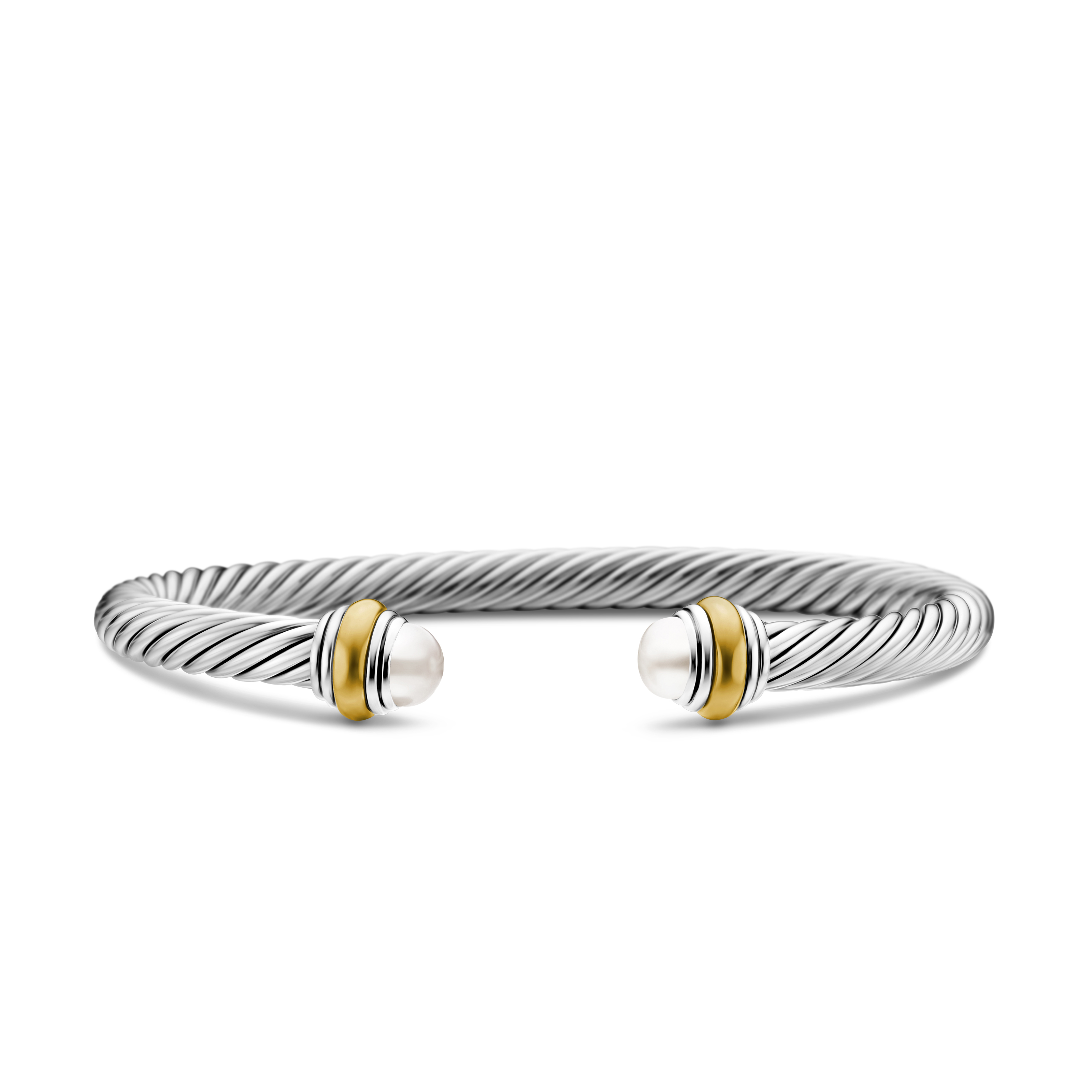 Classic Cable Bracelet in Sterling Silver with 14K Yellow Gold and Pearls, 5mm Classic Cable Bracelet in Sterling Silver with 14K Yellow Gold and Pearls, 5mm