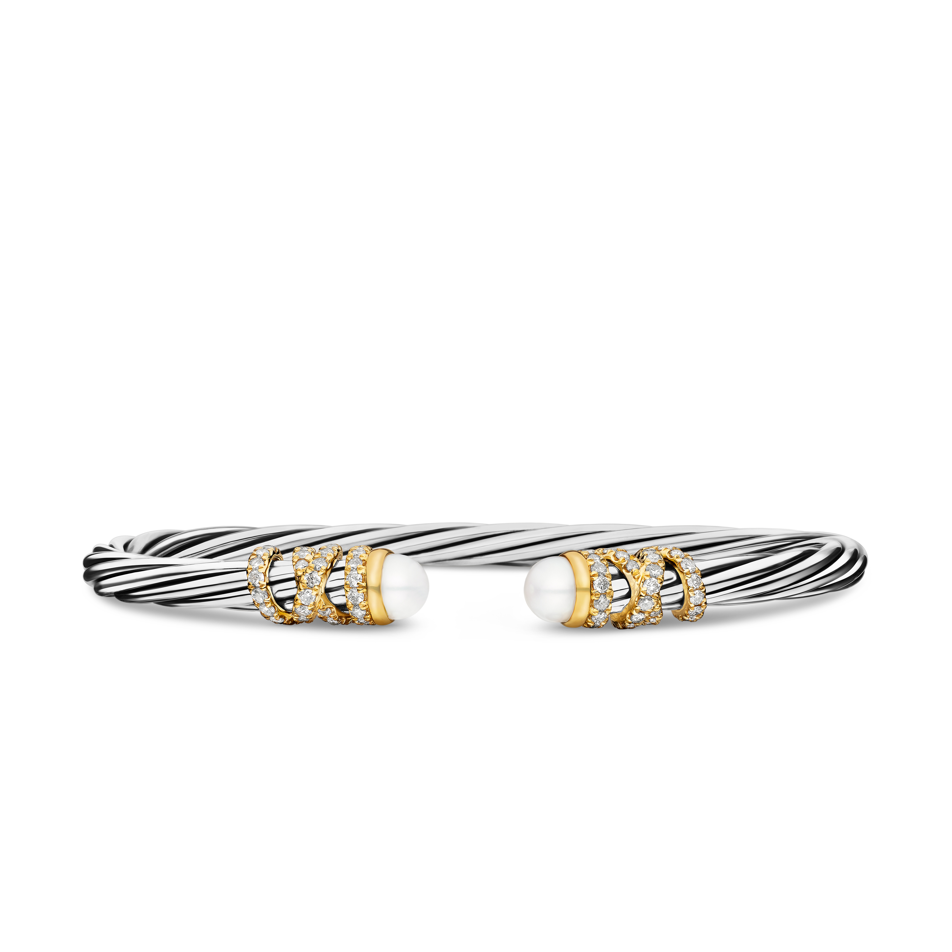 Helena Bracelet in Sterling Silver with 18K Yellow Gold, Pearls and Diamonds, 4mm Helena Bracelet in Sterling Silver with 18K Yellow Gold, Pearls and Diamonds, 4mm