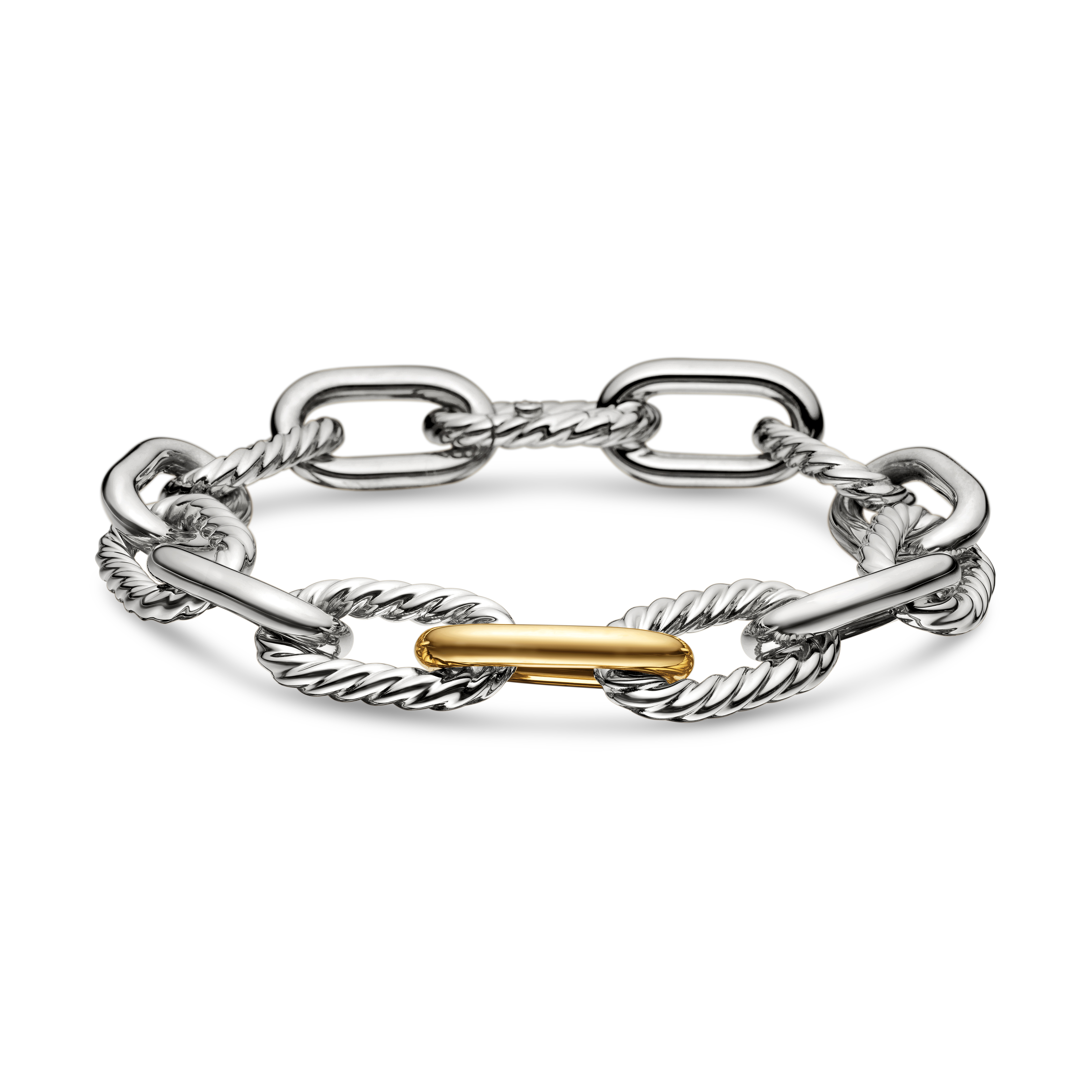 DY Madison® Chain Bracelet in Sterling Silver with 18K Yellow Gold, 11mm DY Madison® Chain Bracelet in Sterling Silver with 18K Yellow Gold, 11mm