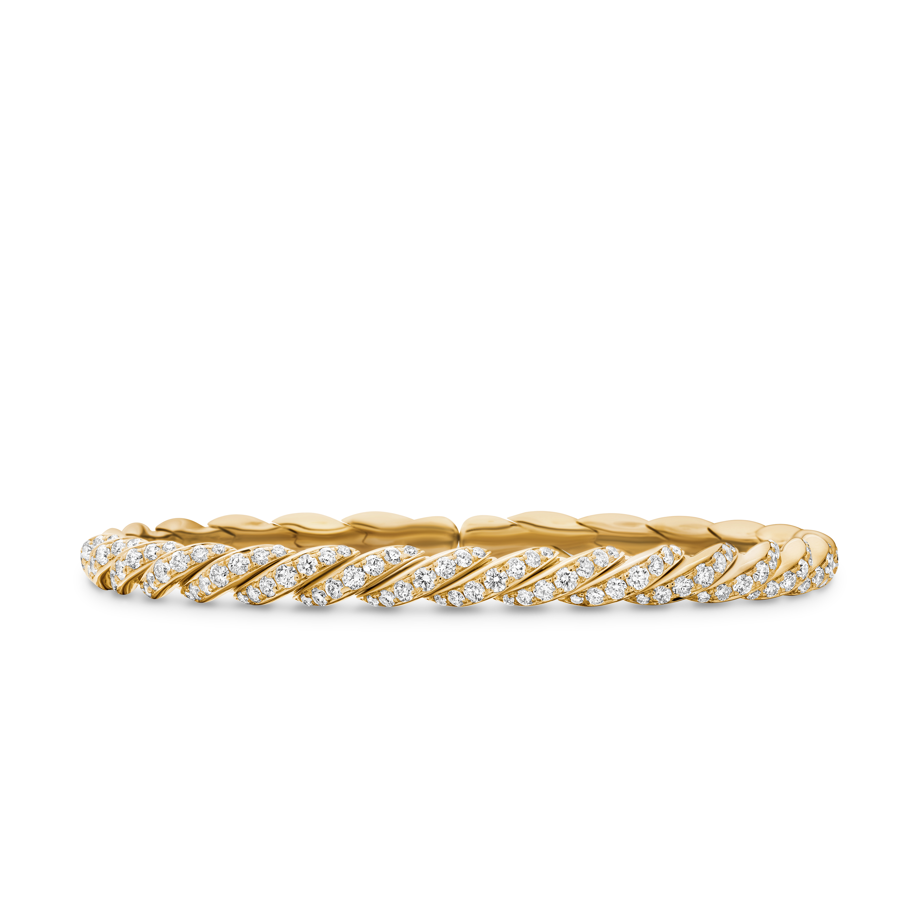 Sculpted Cable Flex Bracelet in 18K Yellow Gold with Diamonds, 5mm Sculpted Cable Flex Bracelet in 18K Yellow Gold with Diamonds, 5mm