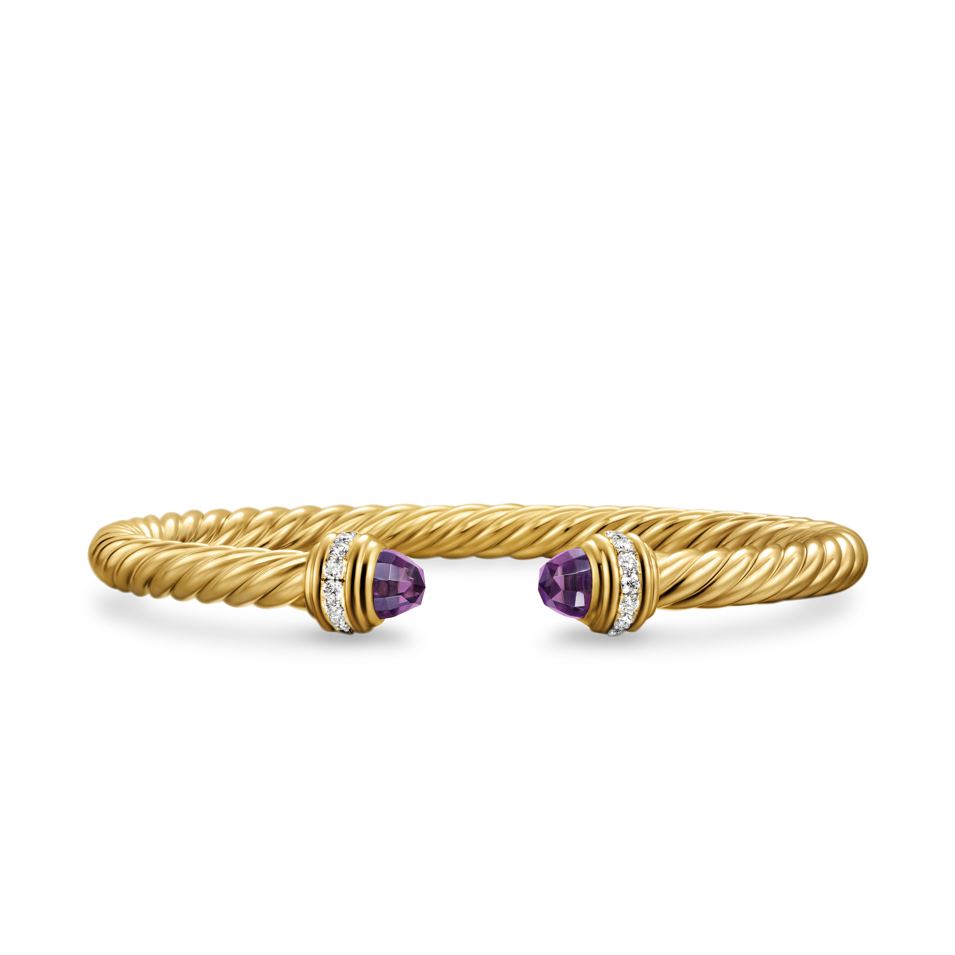 Classic Cablespira® Bracelet in 18K Yellow Gold with Amethyst and Diamonds, 5mm Classic Cablespira® Bracelet in 18K Yellow Gold with Amethyst and Diamonds, 5mm