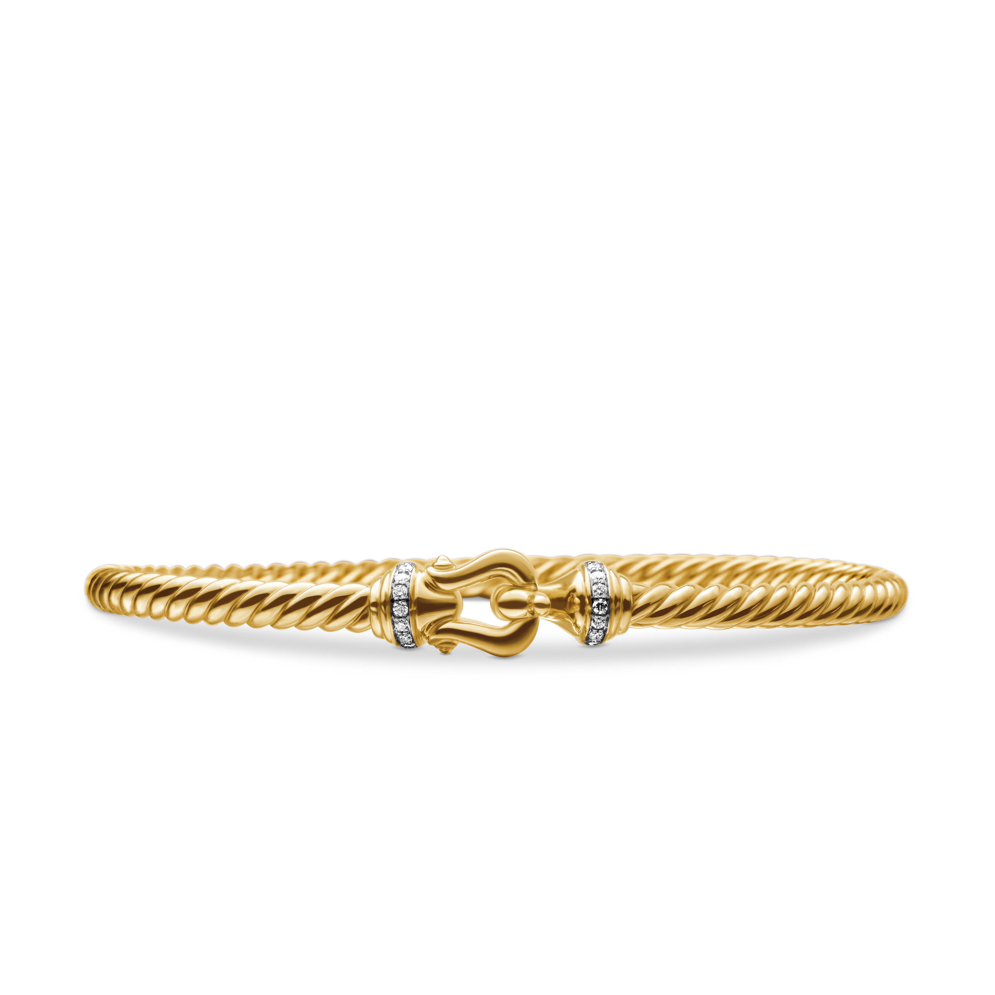 Buckle Cablespira® Bracelet in 18K Yellow Gold with Diamonds, 3.5mm