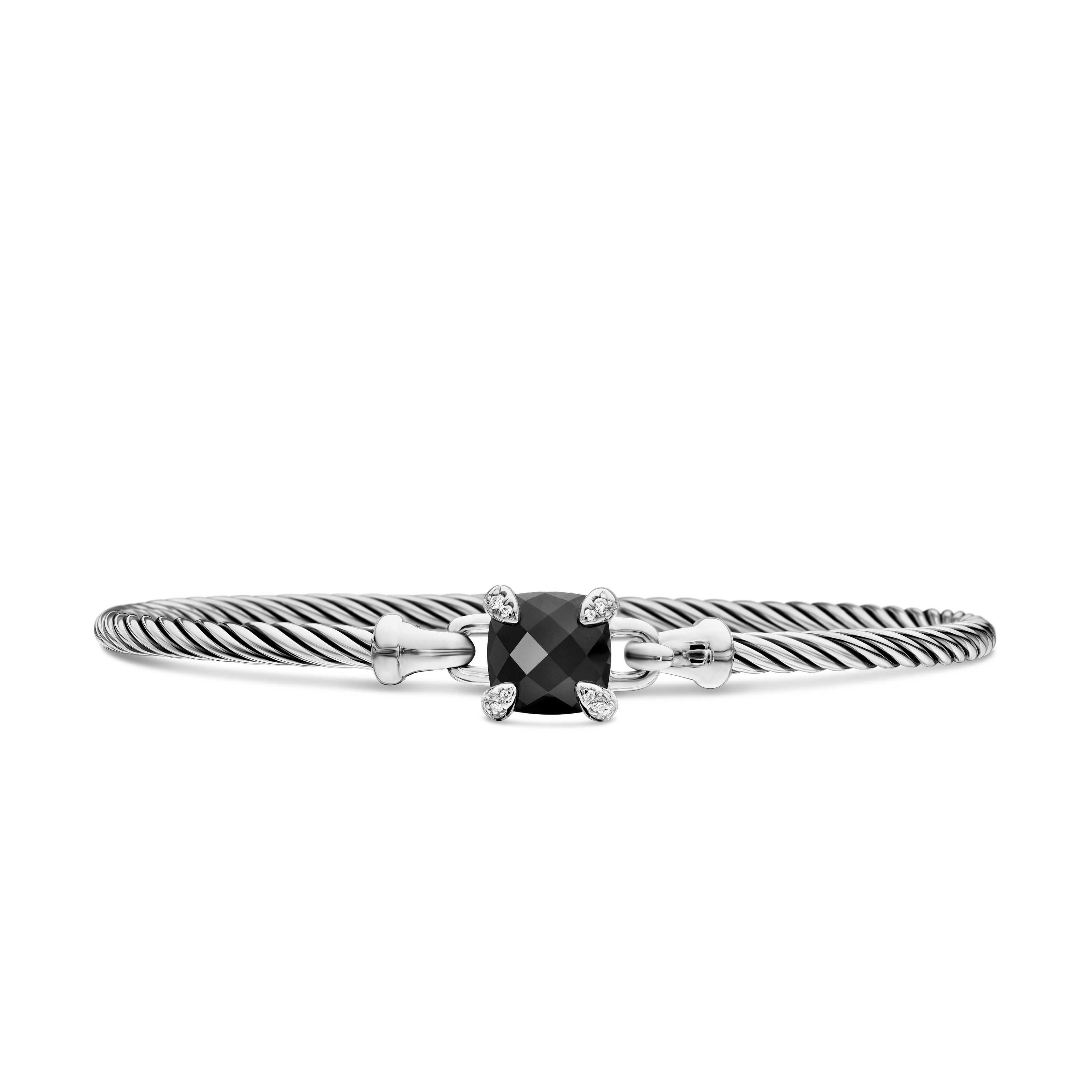 Chatelaine® Bracelet in Sterling Silver with Black Onyx and Diamonds, 3mm Chatelaine® Bracelet in Sterling Silver with Black Onyx and Diamonds, 3mm