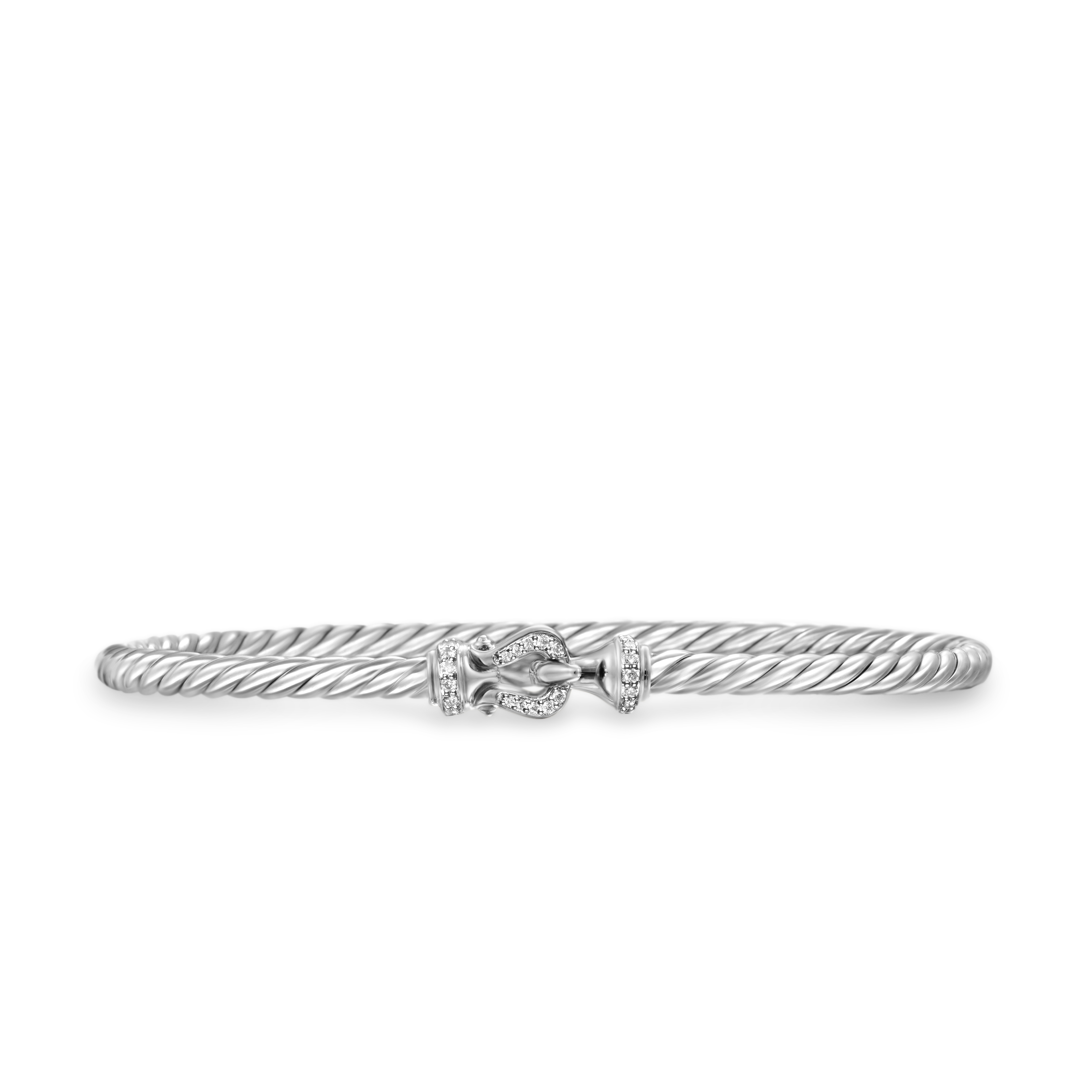 Buckle Classic Cable Bracelet in Sterling Silver with Diamonds, 3mm Buckle Classic Cable Bracelet in Sterling Silver with Diamonds, 3mm