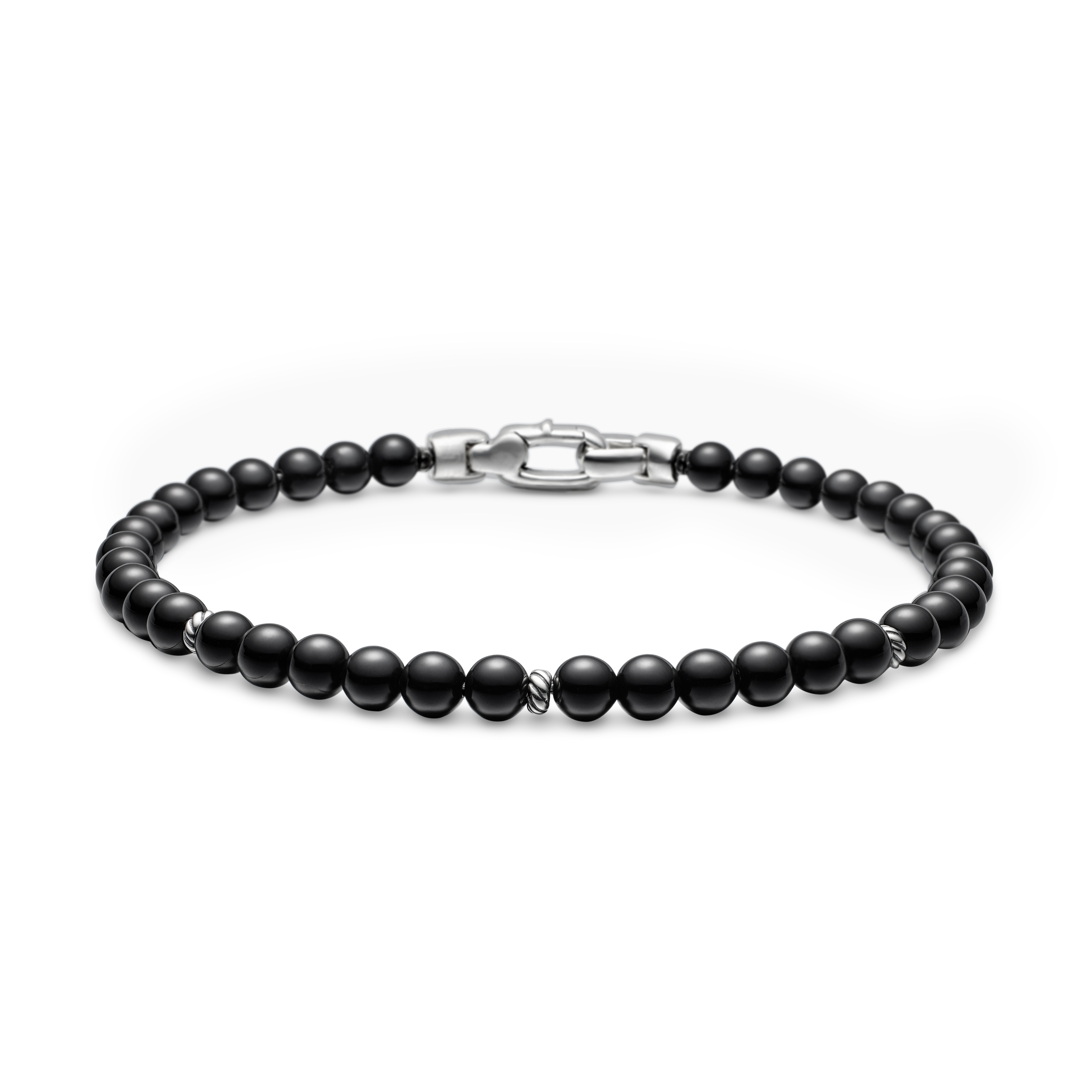 Bijoux Spiritual Beads Bracelet with Black Onyx and Sterling Silver, 4mm Bijoux Spiritual Beads Bracelet with Black Onyx and Sterling Silver, 4mm