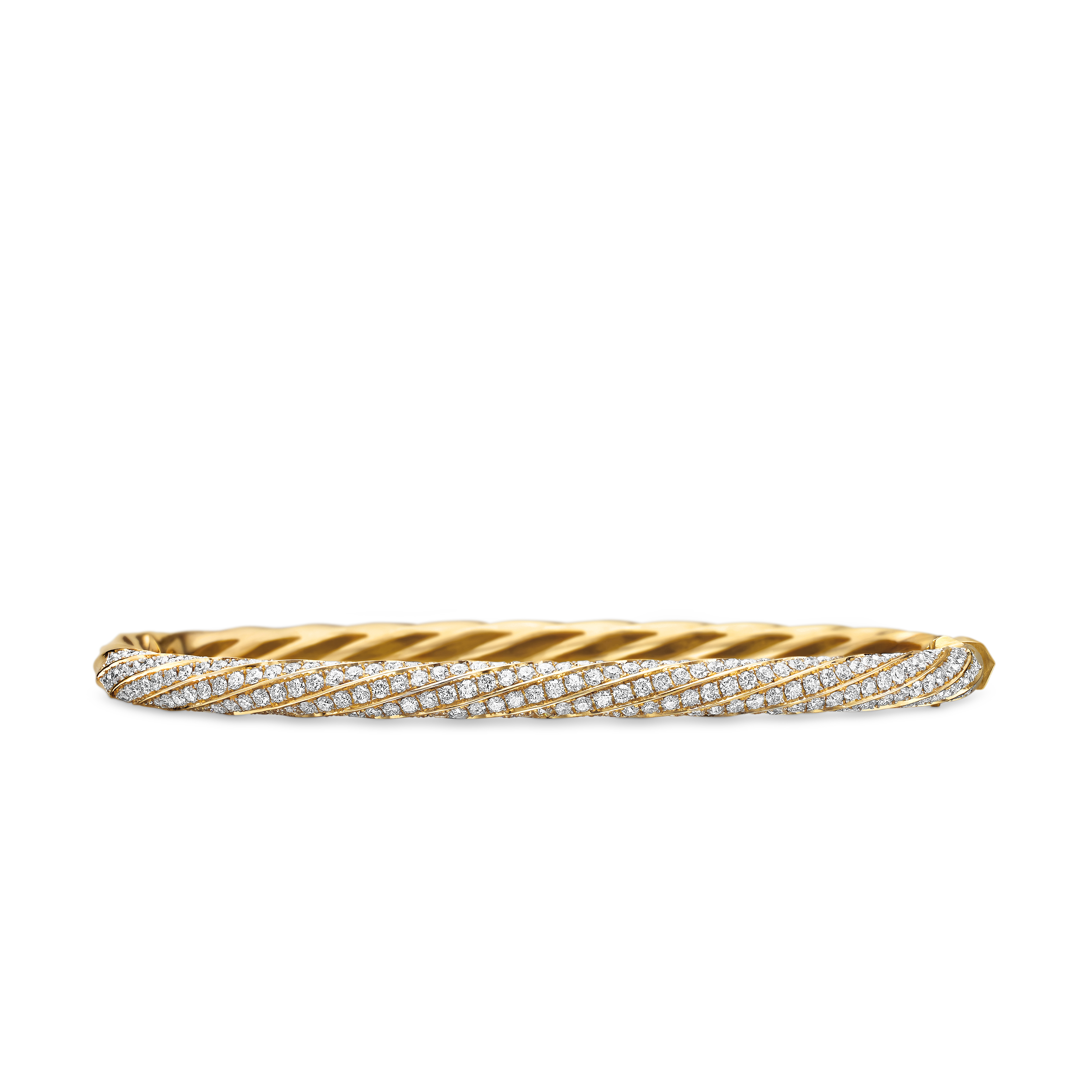 Cable Edge® Bangle Bracelet in 18K Yellow Gold with Diamonds, 4mm