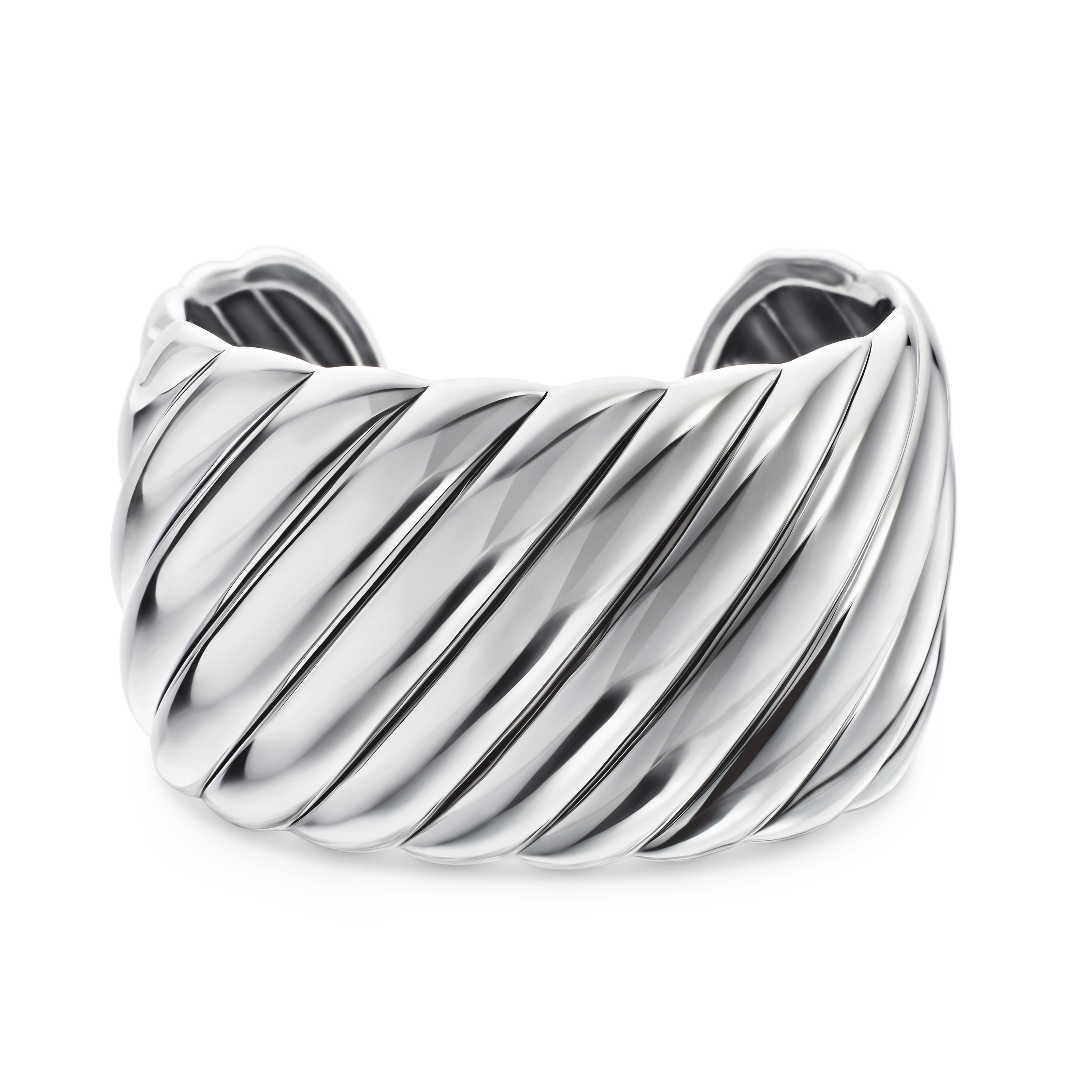 Sculpted Cable Cuff Bracelet in Sterling Silver, 40mm Sculpted Cable Cuff Bracelet in Sterling Silver, 40mm