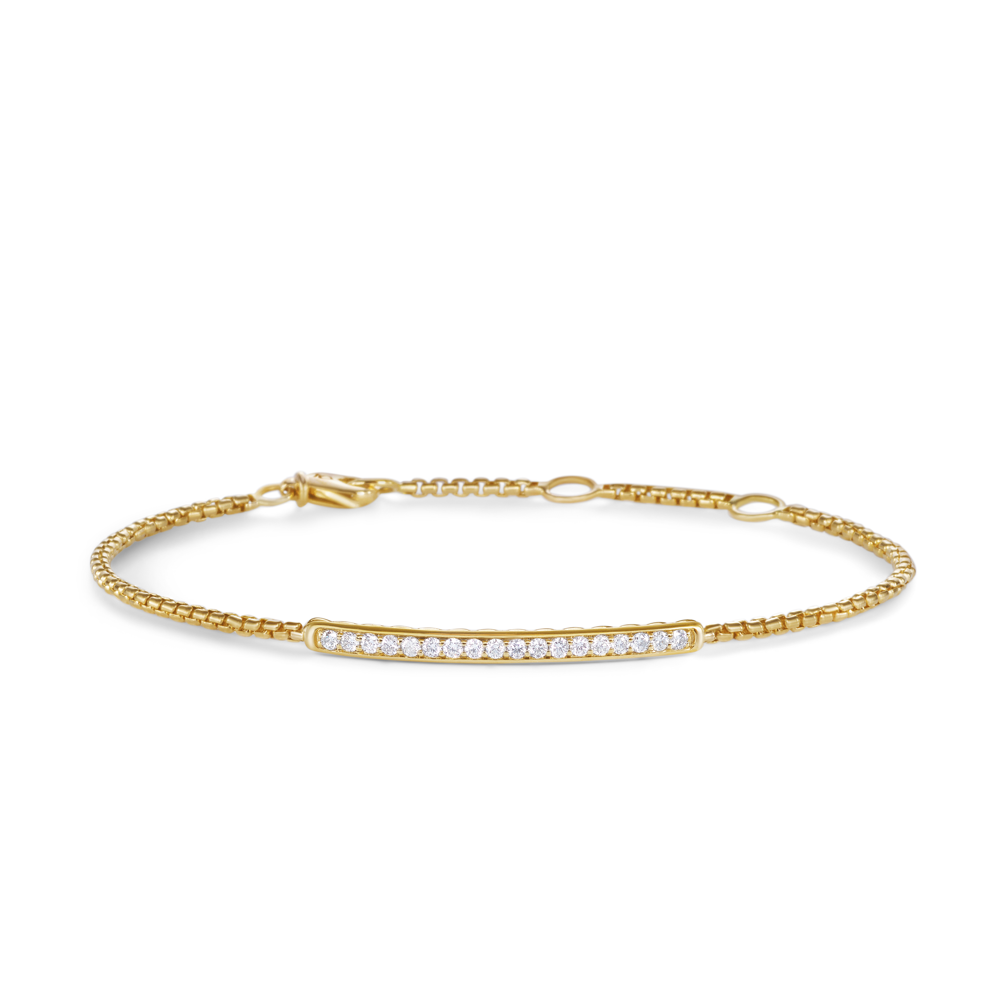 Petite Pavé Bar Bracelet in 18K Yellow Gold with Diamonds, 1.7mm Petite Pavé Bar Bracelet in 18K Yellow Gold with Diamonds, 1.7mm