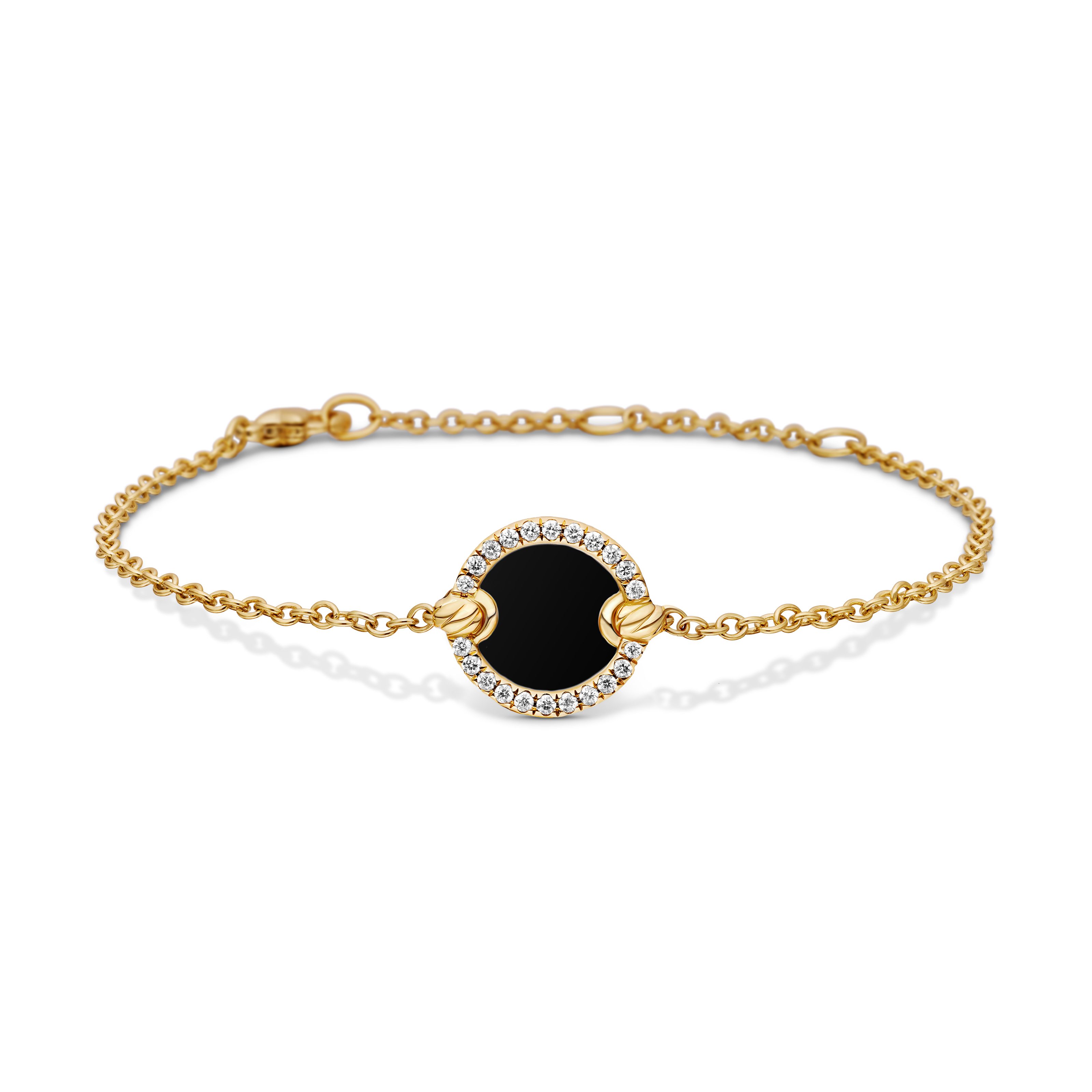 Petite DY Elements® Center Station Chain Bracelet in 18K Yellow Gold with Black Onyx and Diamonds, 11mm Petite DY Elements® Center Station Chain Bracelet in 18K Yellow Gold with Black Onyx and Diamonds, 11mm