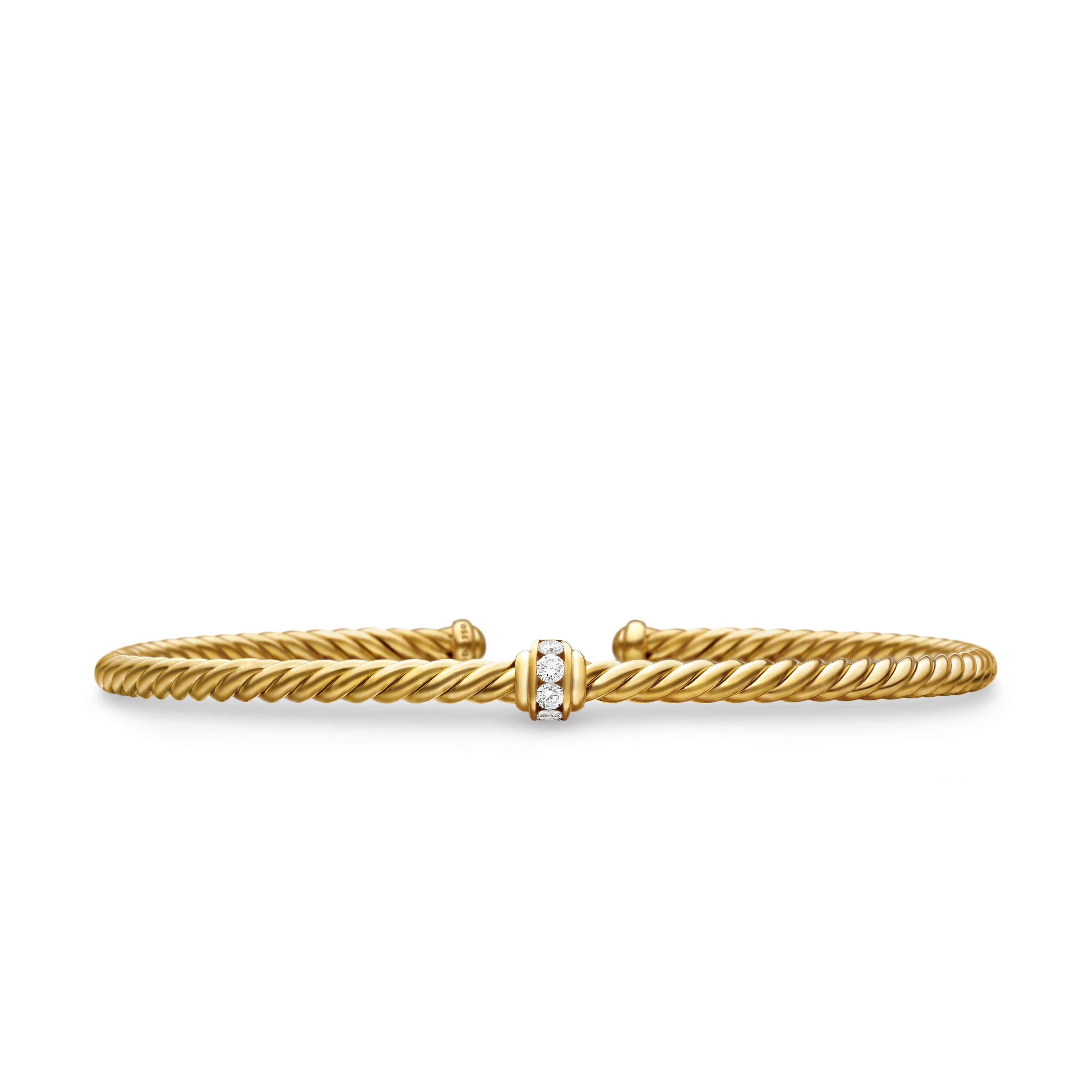 Classic Cablespira® Station Bracelet in 18K Yellow Gold with Diamonds, 3mm