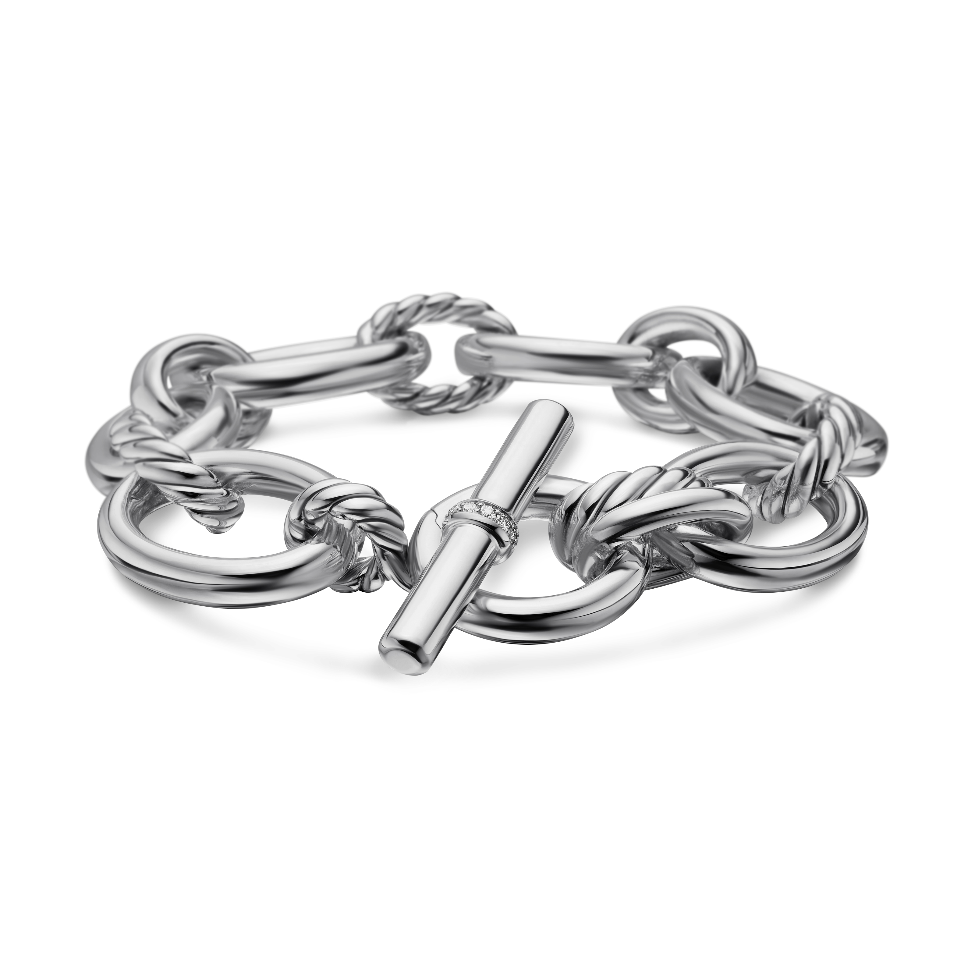 DY Mercer® Chain Bracelet in Sterling Silver with Diamonds, 25mm DY Mercer® Chain Bracelet in Sterling Silver with Diamonds, 25mm