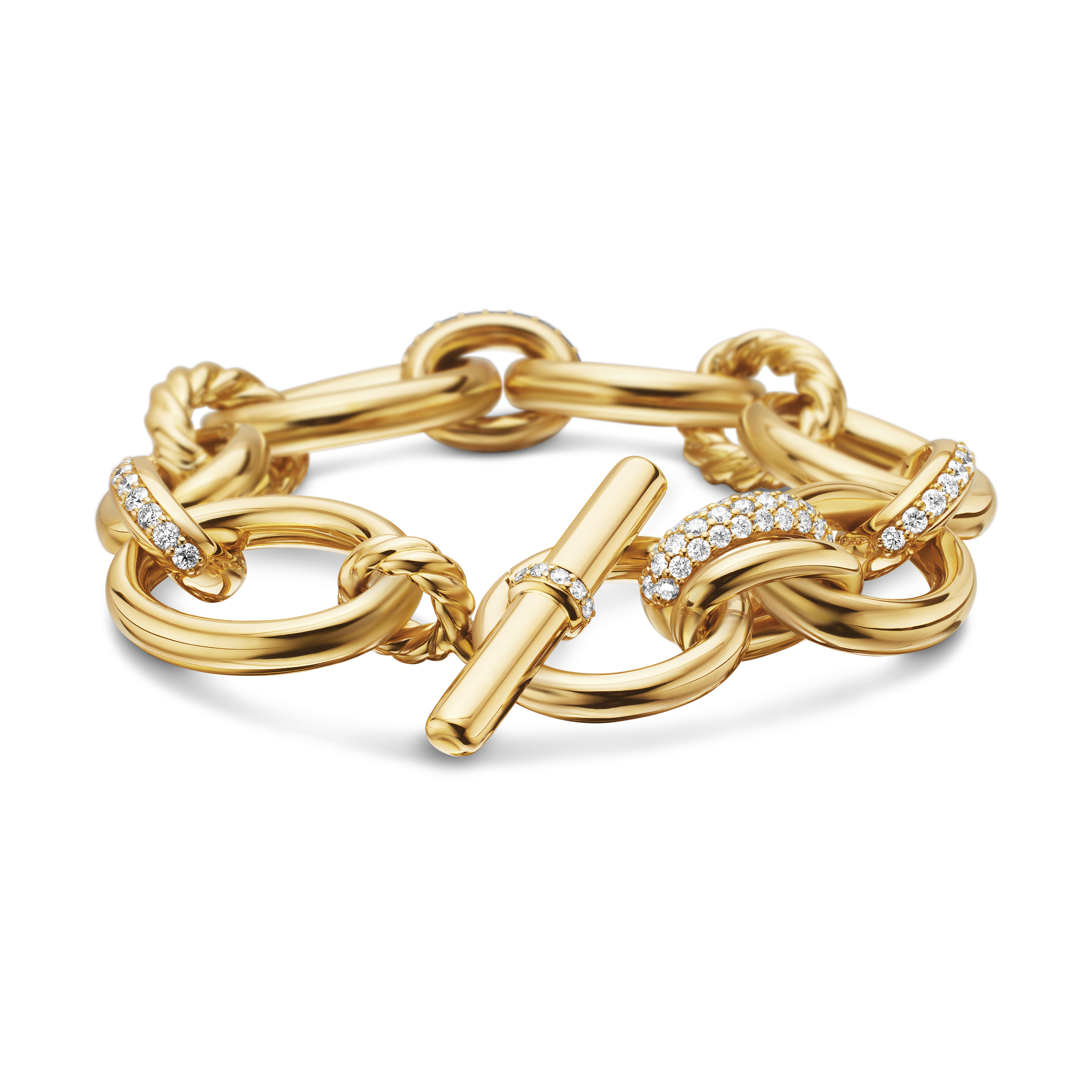 DY Mercer® Chain Bracelet in 18K Yellow Gold with Diamonds, 25mm