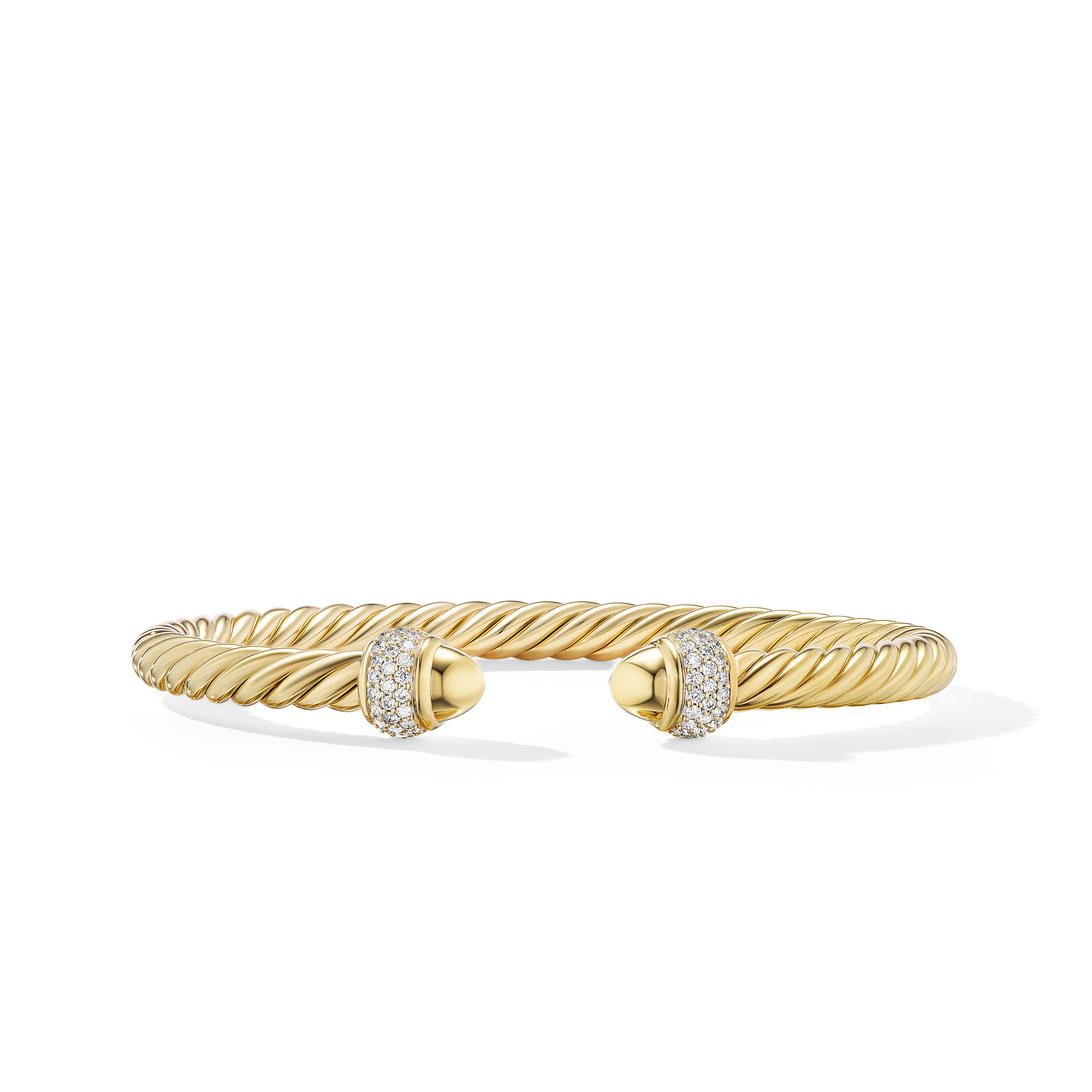 Cable Bracelet in 18K Yellow Gold with Diamonds, 5mm Cable Bracelet in 18K Yellow Gold with Diamonds, 5mm