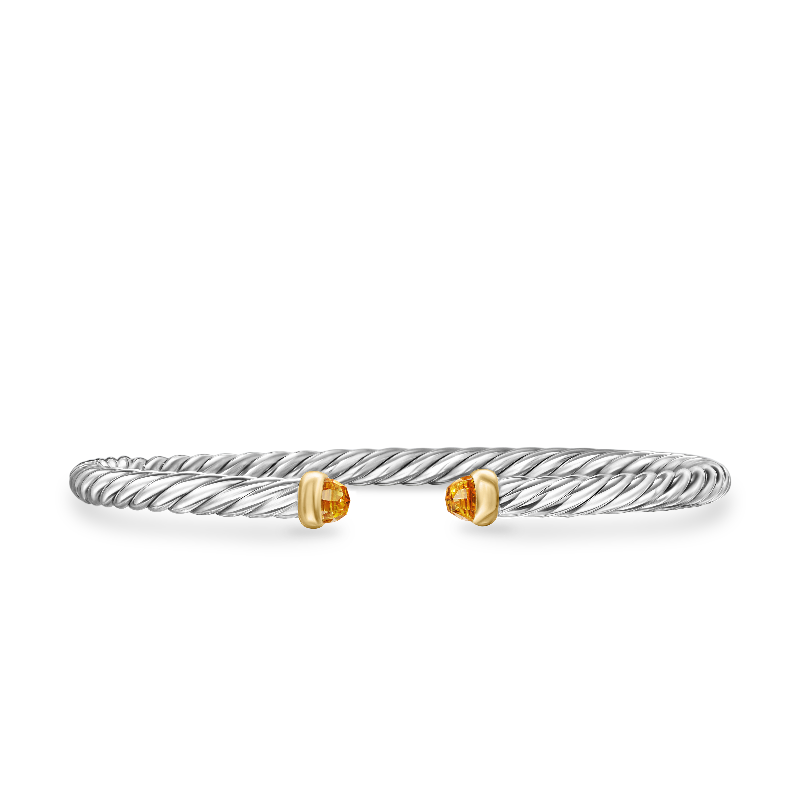 Cable Flex Bracelet in Sterling Silver with 14K Yellow Gold and Citrine, 4mm Cable Flex Bracelet in Sterling Silver with 14K Yellow Gold and Citrine, 4mm