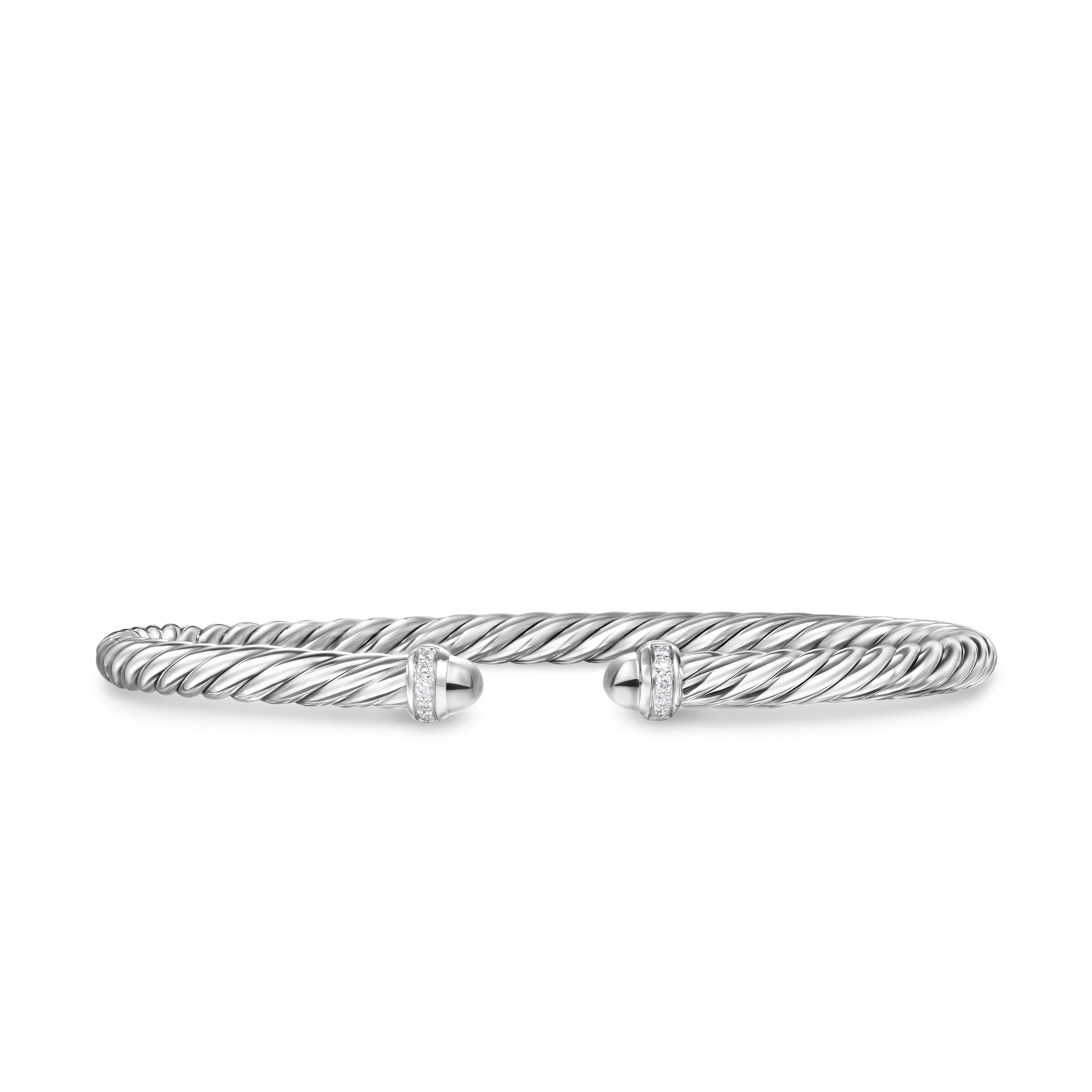 Cablespira Flex® Bracelet in Sterling Silver with Diamonds, 4mm