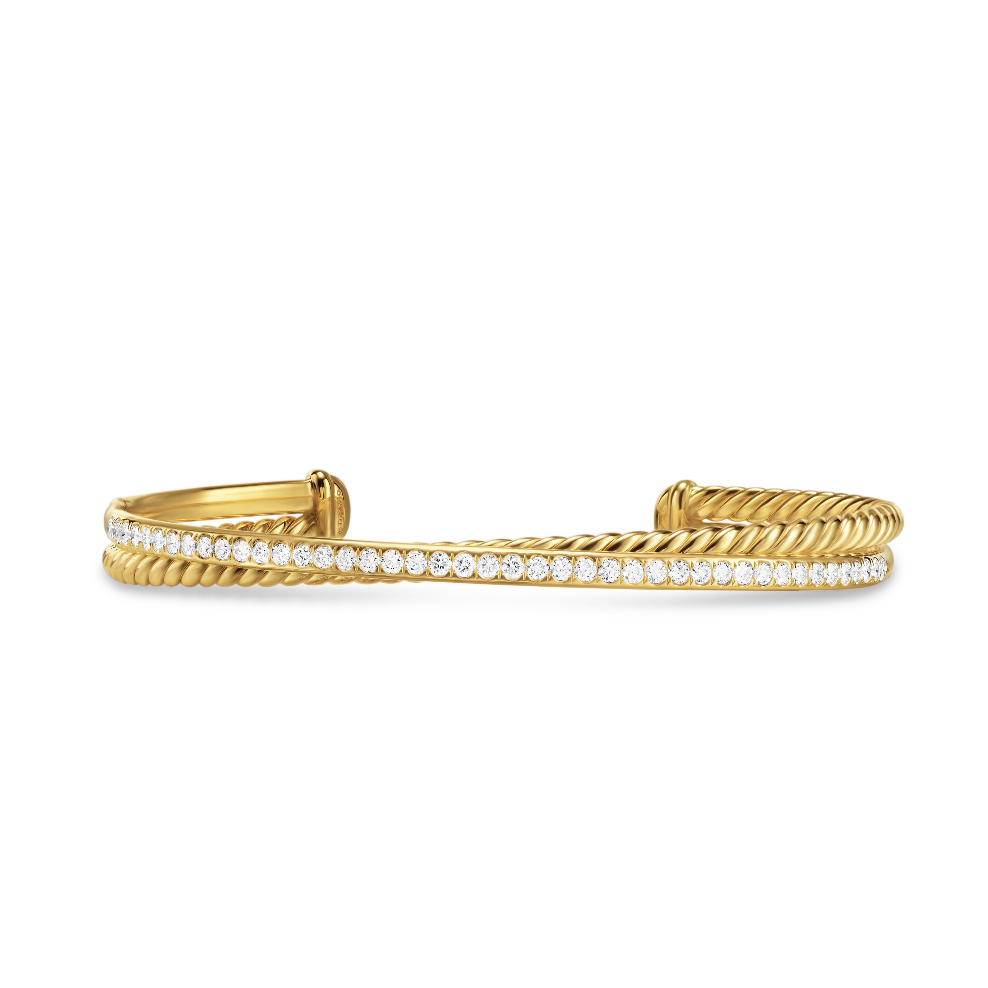 Crossover Two Row Bracelet in 18K Yellow Gold with Diamonds, 6mm Crossover Two Row Bracelet in 18K Yellow Gold with Diamonds, 6mm