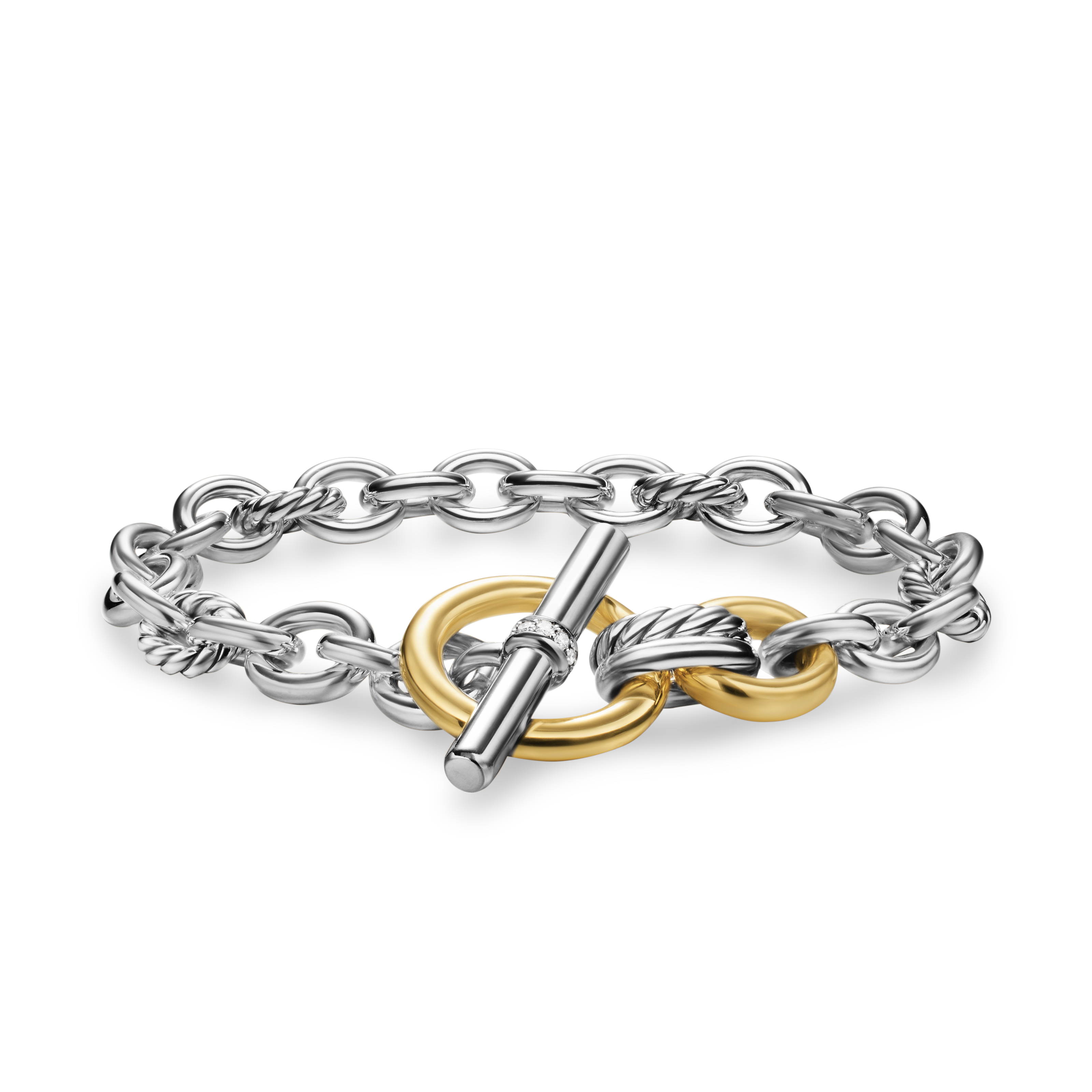 DY Mercer® Toggle Chain Bracelet in Sterling Silver with 18K Yellow Gold and Diamonds, 8mm DY Mercer® Toggle Chain Bracelet in Sterling Silver with 18K Yellow Gold and Diamonds, 8mm