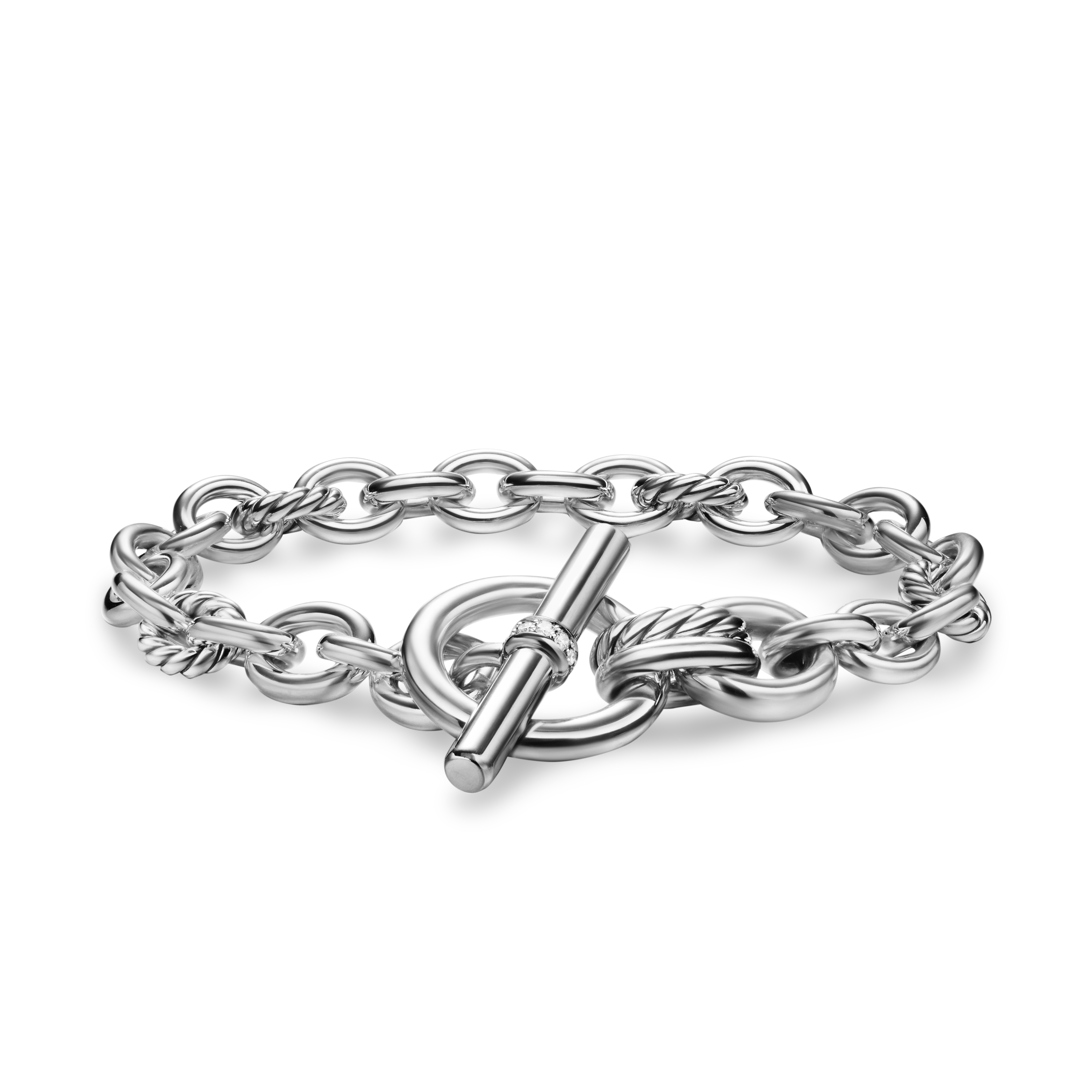 DY Mercer® Toggle Chain Bracelet in Sterling Silver with Diamonds, 8mm DY Mercer® Toggle Chain Bracelet in Sterling Silver with Diamonds, 8mm