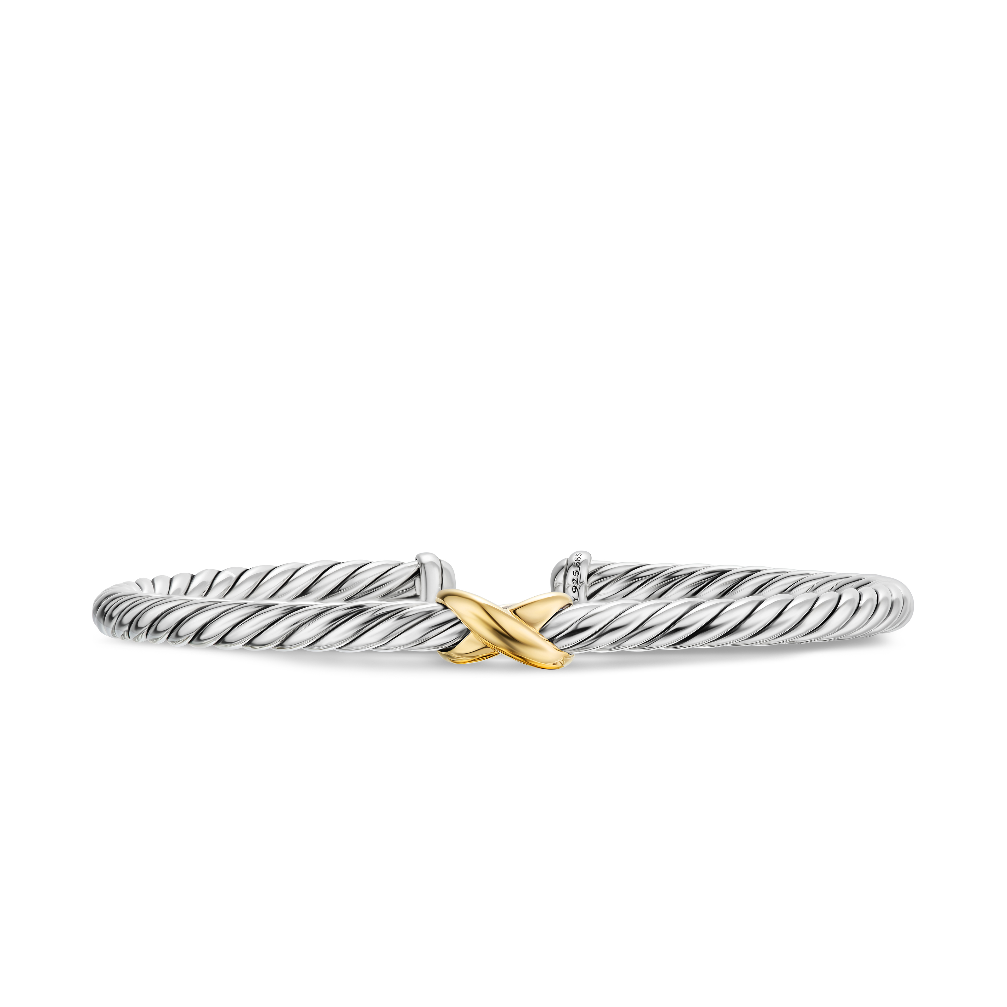 Cable Flex X Station Bracelet in Sterling Silver with 14K Yellow Gold, 4mm Cable Flex X Station Bracelet in Sterling Silver with 14K Yellow Gold, 4mm