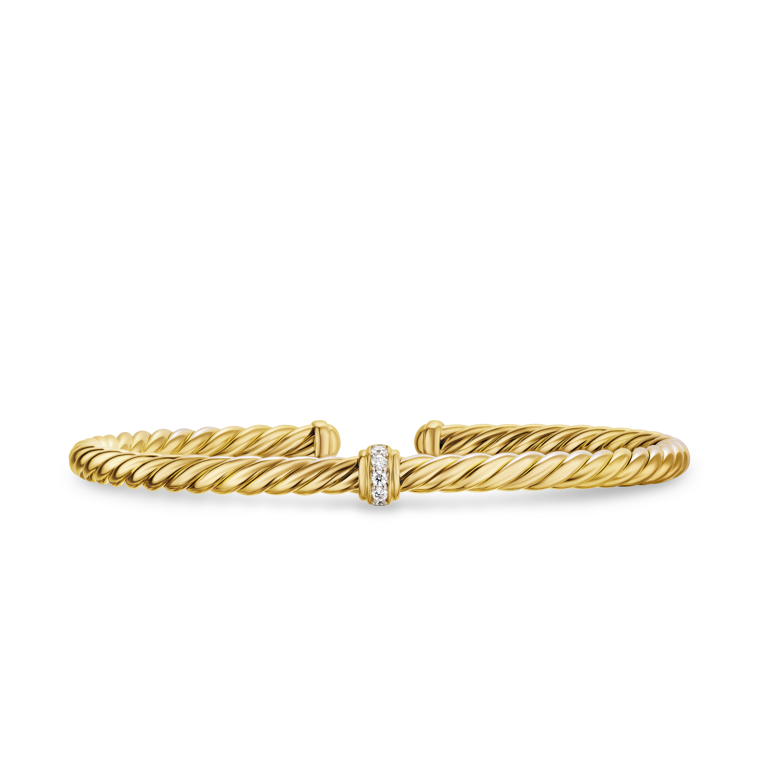 Cablespira® Flex Station Bracelet in 18K Yellow Gold with Diamonds, 4mm Cablespira® Flex Station Bracelet in 18K Yellow Gold with Diamonds, 4mm