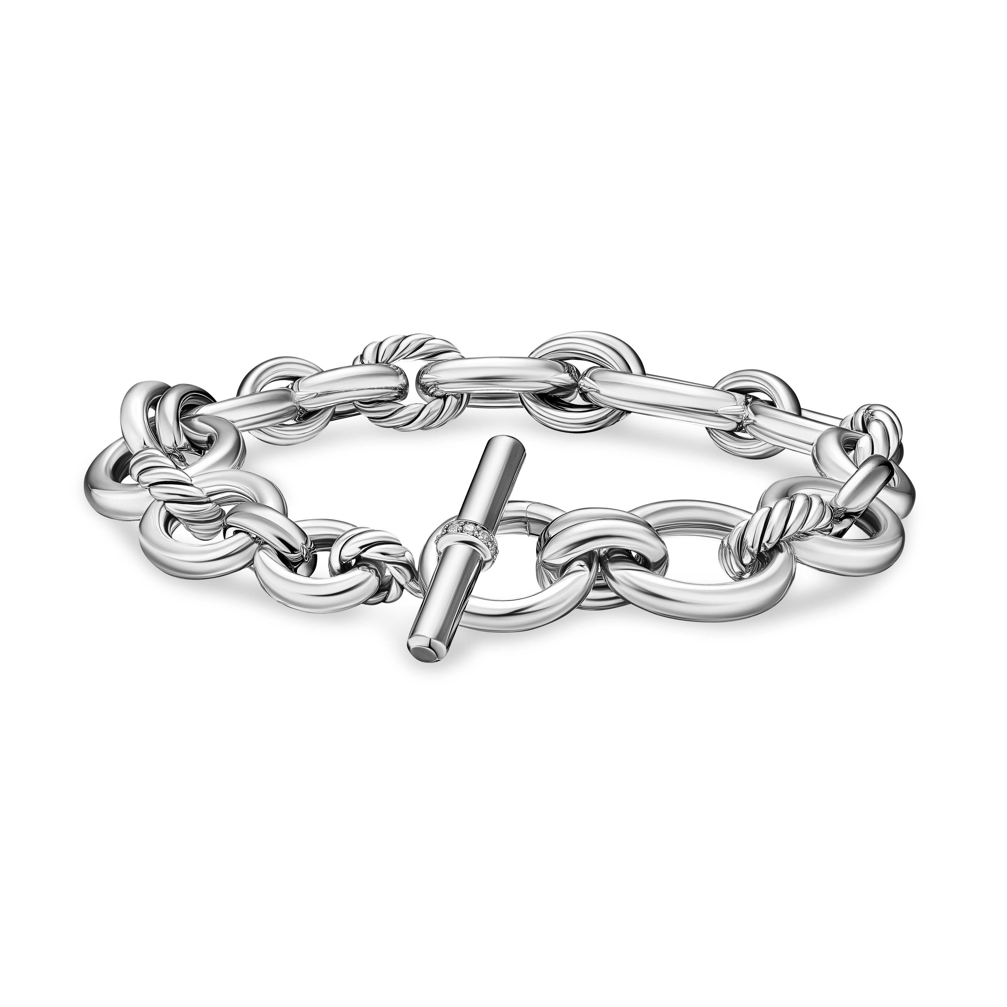 DY Mercer® Chain Bracelet in Sterling Silver with Diamonds, 8mm DY Mercer® Chain Bracelet in Sterling Silver with Diamonds, 8mm