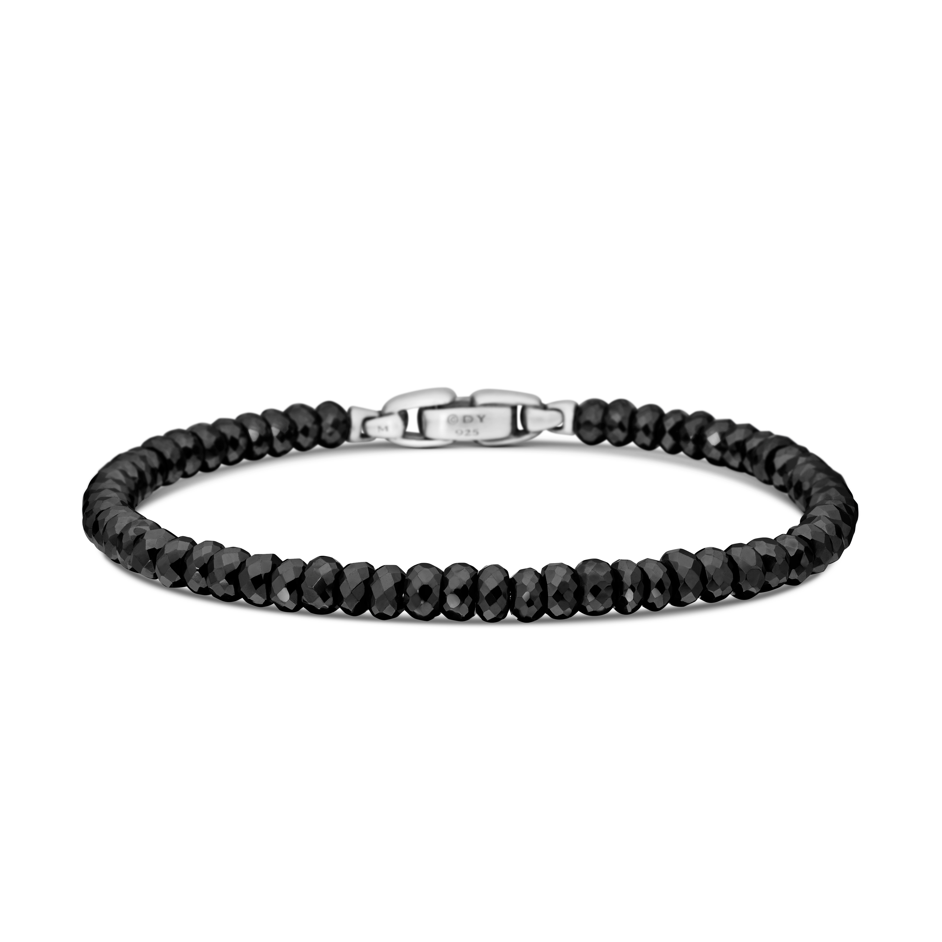 Spiritual Beads Faceted Bracelet in Sterling Silver with Black Spinel, 5mm