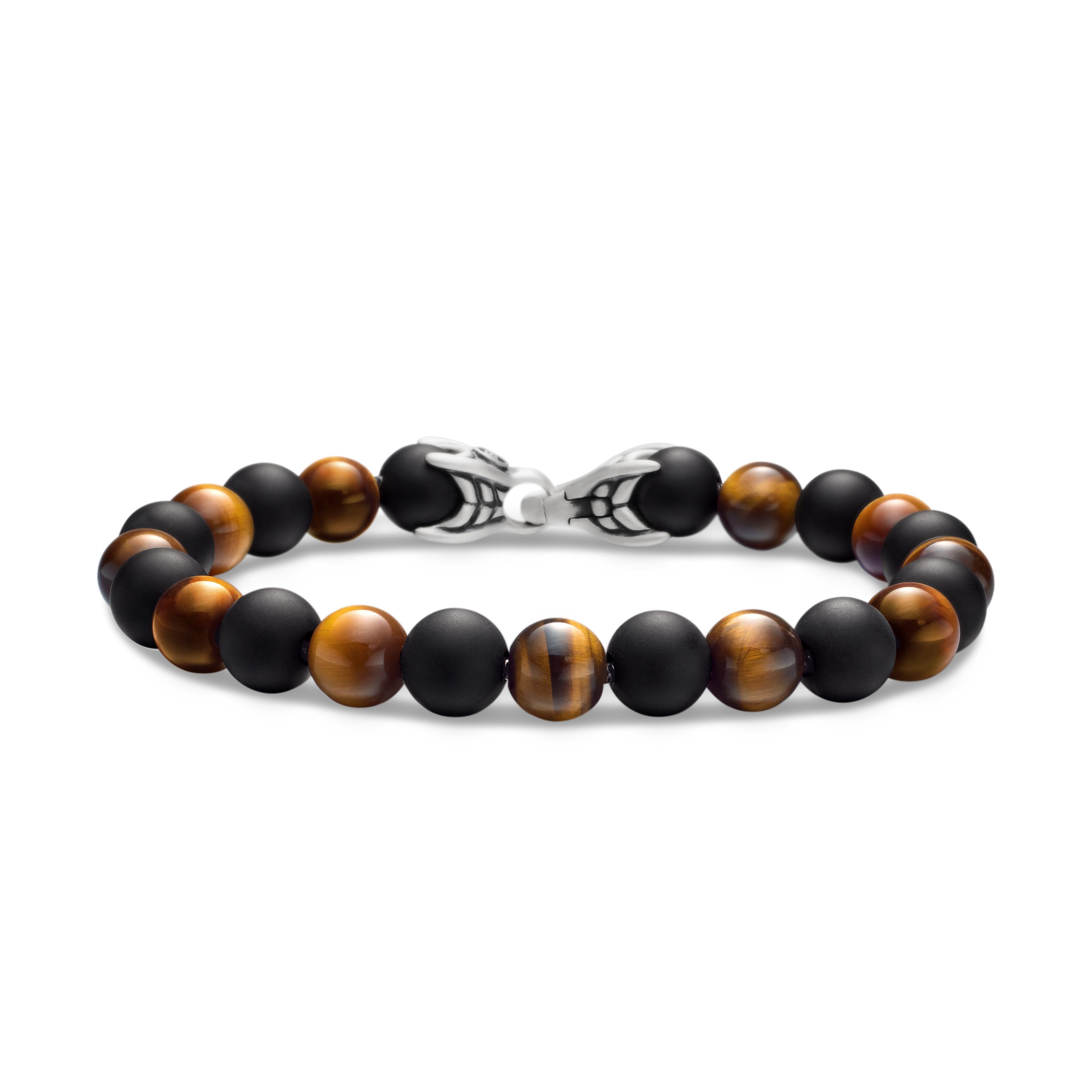 Spiritual Beads Alternating Bracelet in Sterling Silver with Tigers Eye and Black Onyx, 8mm Spiritual Beads Alternating Bracelet in Sterling Silver with Tigers Eye and Black Onyx, 8mm