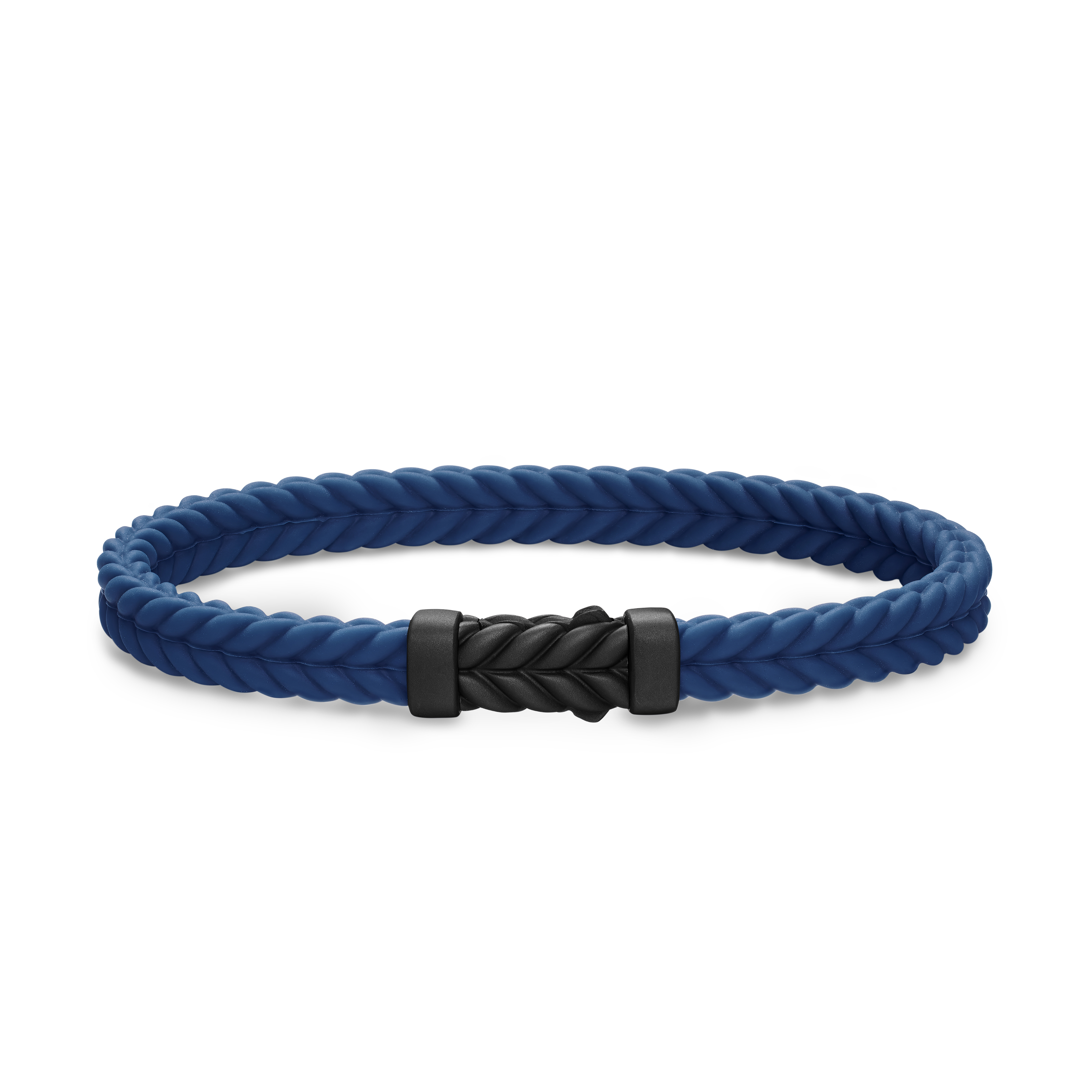 Chevron Bracelet in Blue Rubber with Black Titanium, 6mm Chevron Bracelet in Blue Rubber with Black Titanium, 6mm