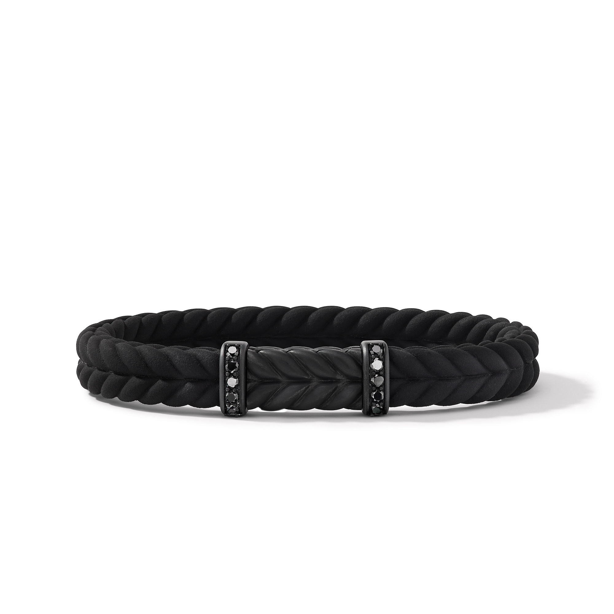 Chevron Bracelet in Black Rubber with Black Titanium and Black Diamonds, 9mm Chevron Bracelet in Black Rubber with Black Titanium and Black Diamonds, 9mm