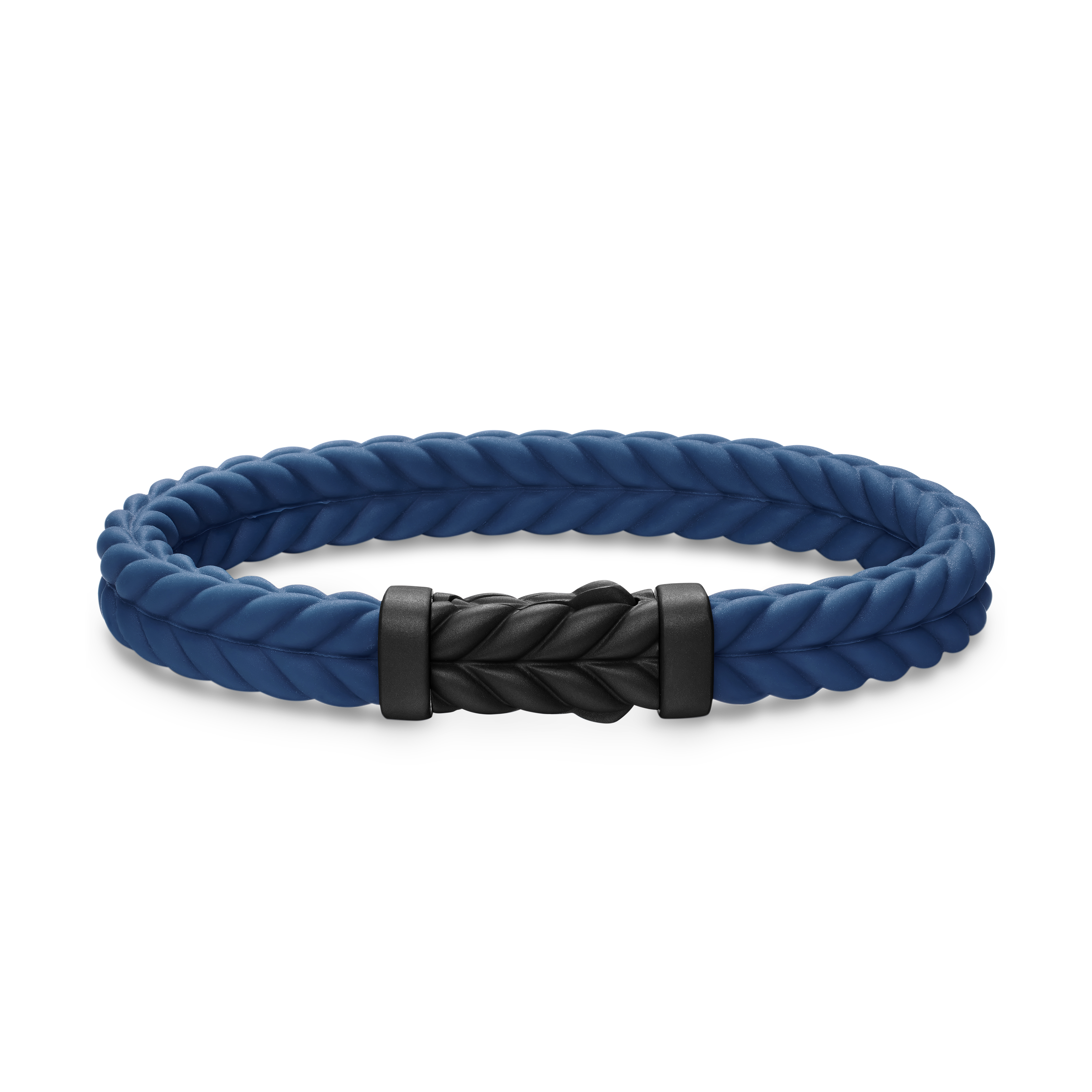 Chevron Bracelet in Blue Rubber with Black Titanium, 9mm