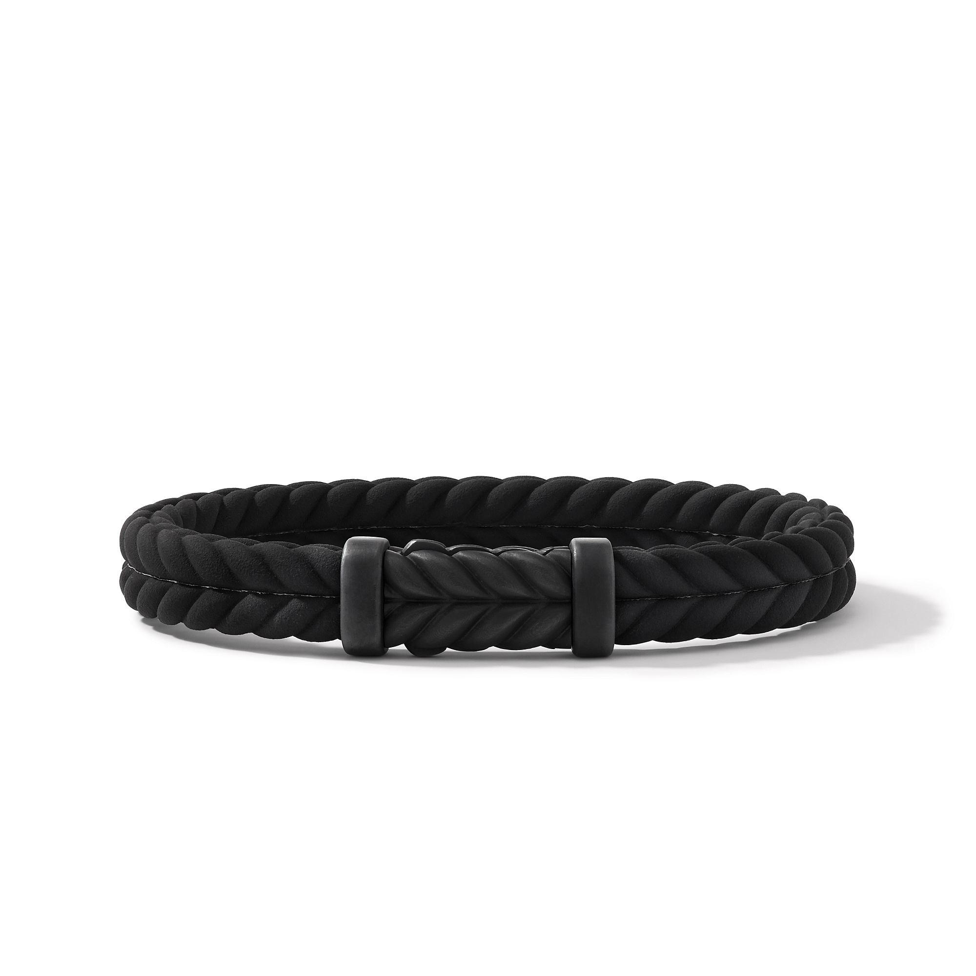 Chevron Bracelet  in Black Rubber with Black Titanium, 9mm