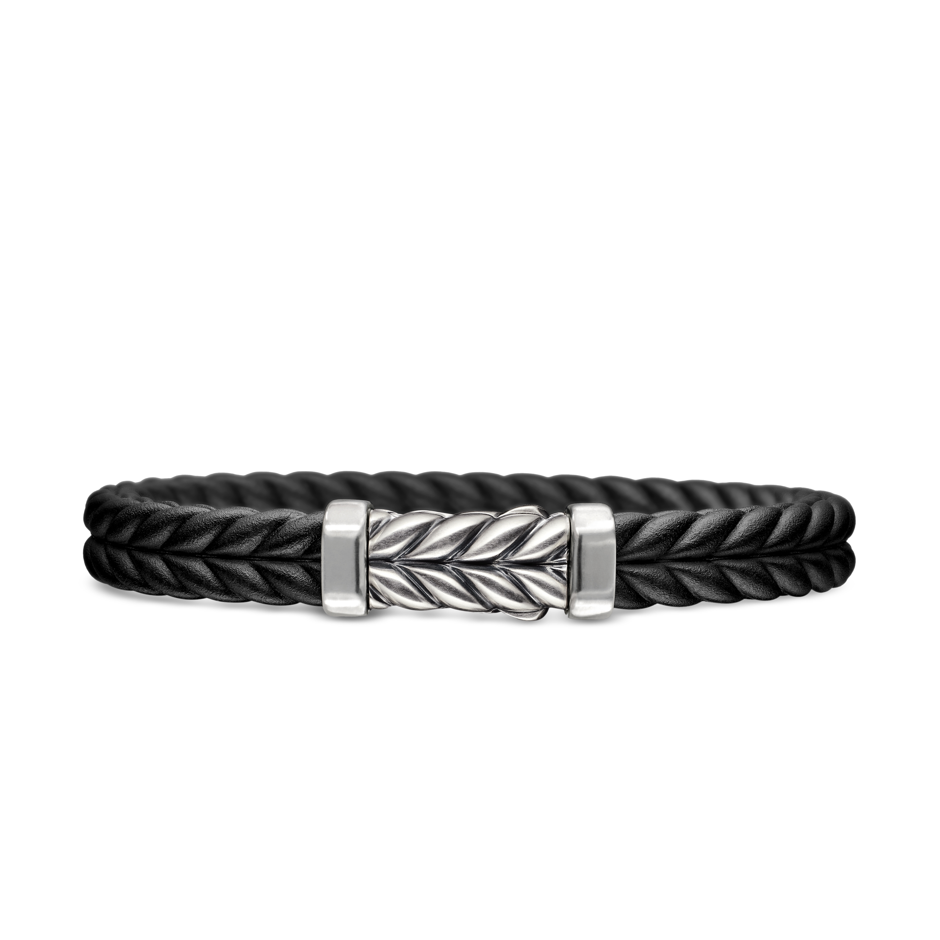 Chevron Bracelet in Black Rubber with Sterling Silver, 9mm Chevron Bracelet in Black Rubber with Sterling Silver, 9mm