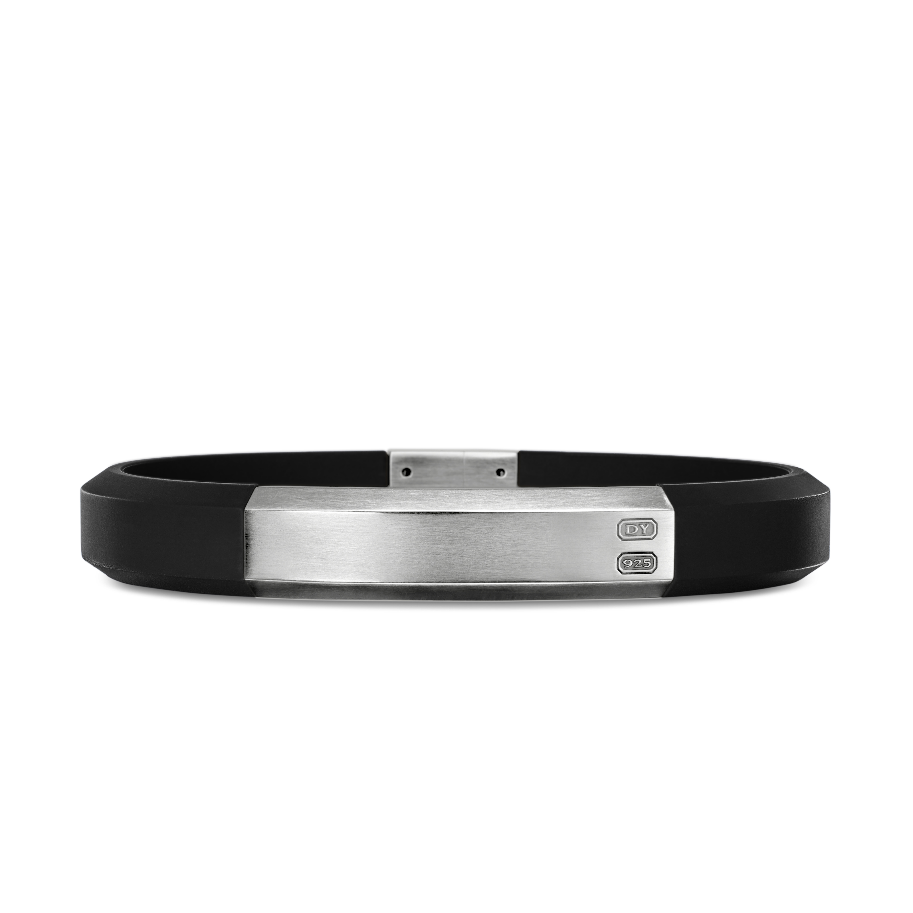 Streamline® ID Bracelet in Black Rubber with Sterling Silver, 8mm