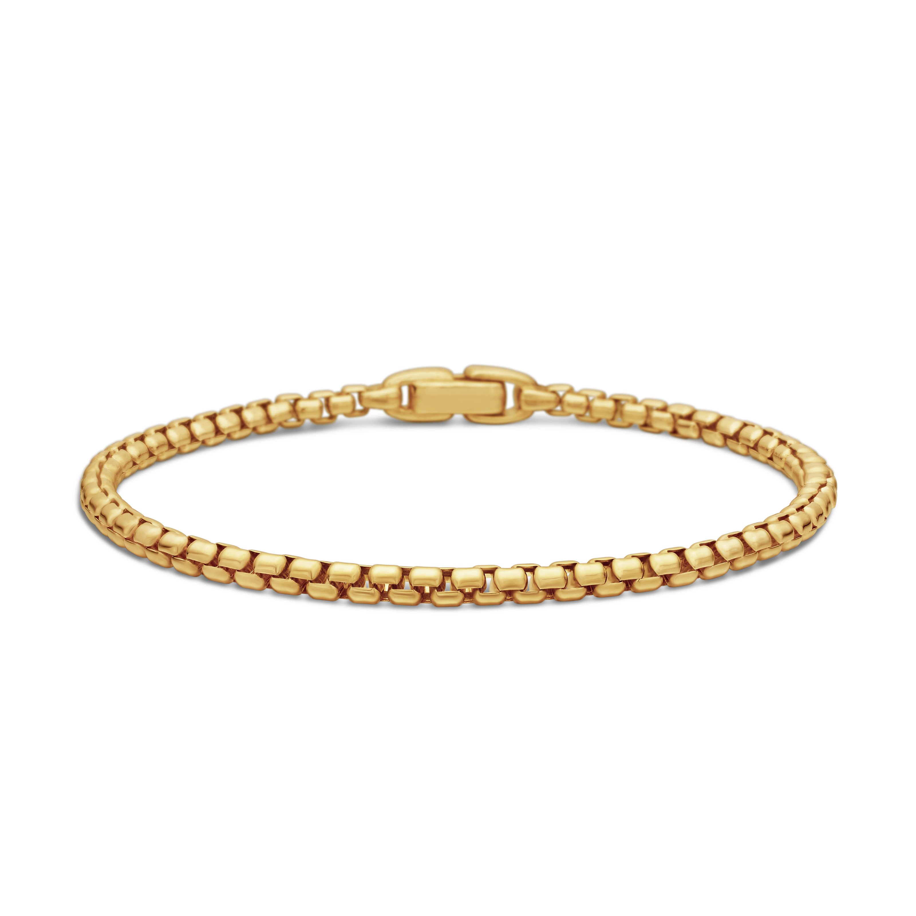 Box Chain Bracelet in 18K Yellow Gold, 3.4mm Box Chain Bracelet in 18K Yellow Gold, 3.4mm