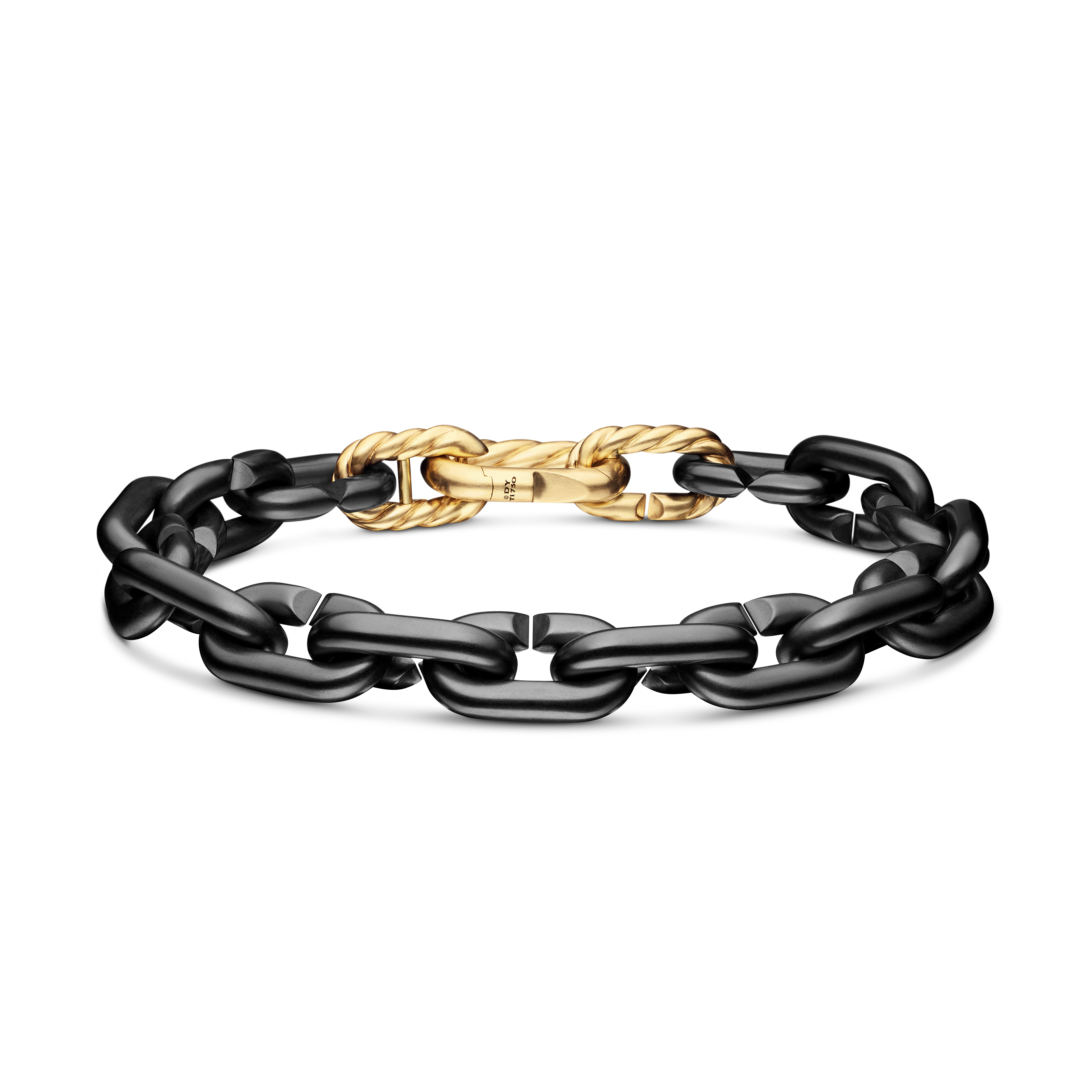 Chain Links Bracelet in Black Titanium with 18K Yellow Gold, 10mm Chain Links Bracelet in Black Titanium with 18K Yellow Gold, 10mm