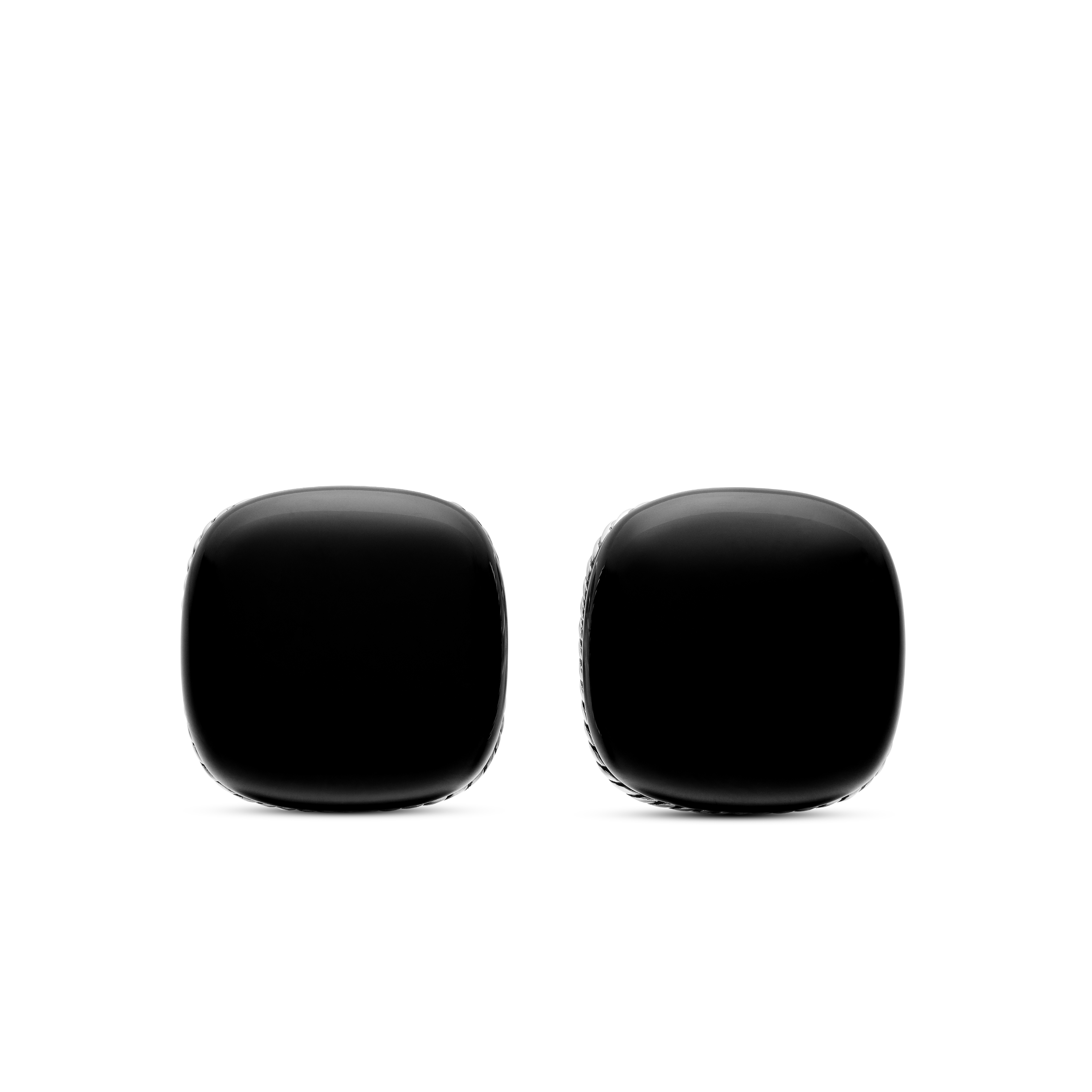 Streamline Exotic Stone Cufflinks in Sterling Silver with Cabochon Black Onyx