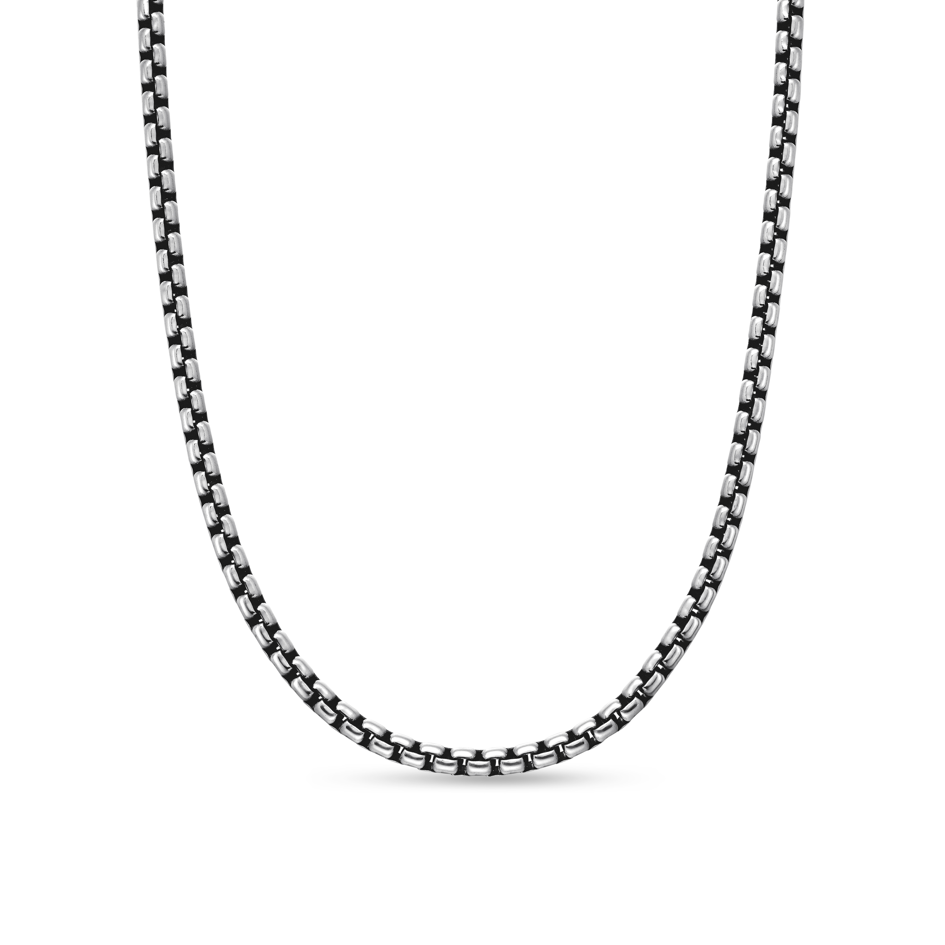 Men's Medium Box Chain Necklace in Sterling Silver Men's Medium Box Chain Necklace in Sterling Silver