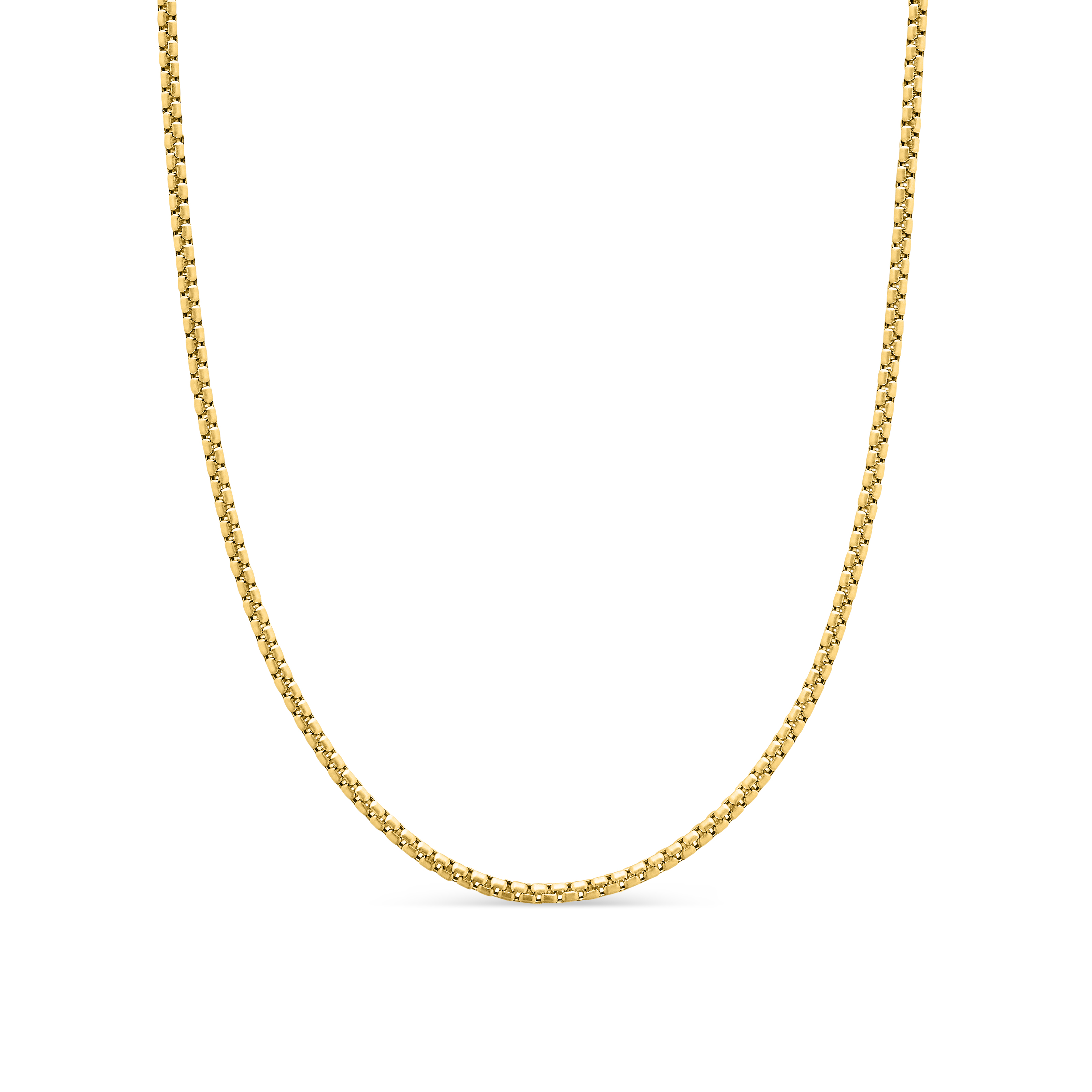 Box Chain Necklace in Brushed 18K Yellow Gold, 2.7mm Box Chain Necklace in Brushed 18K Yellow Gold, 2.7mm