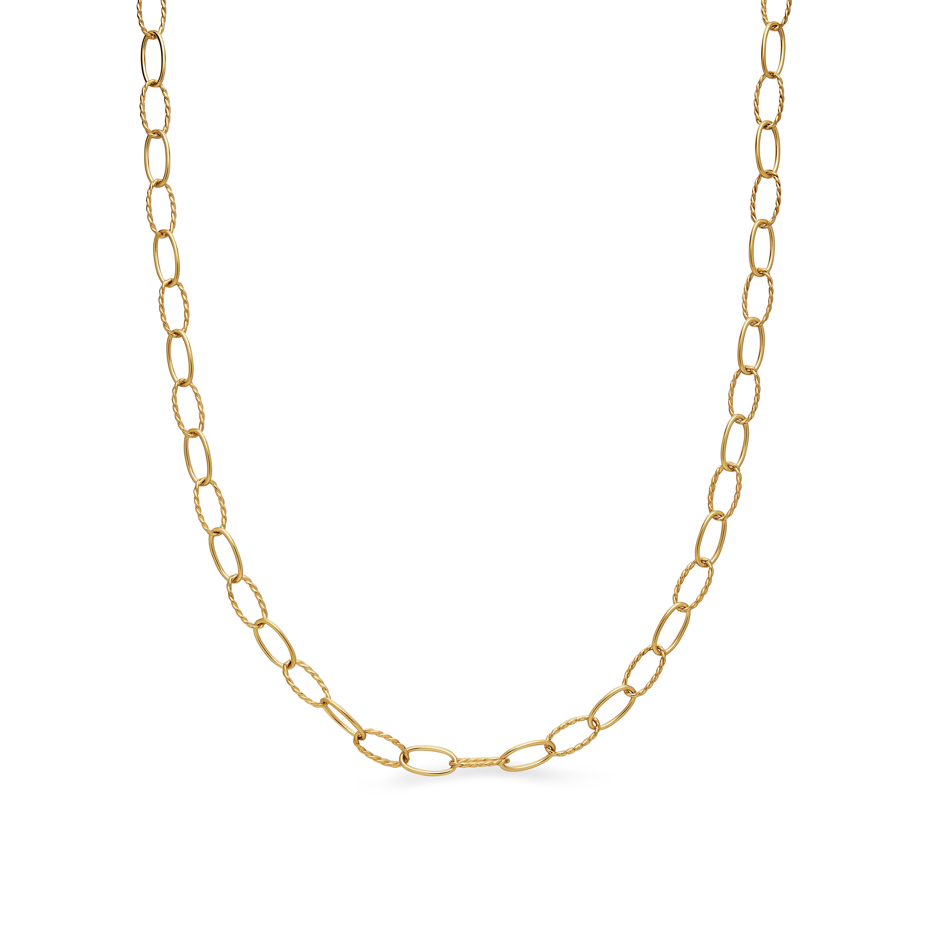 Elongated Oval Link Necklace in 18K Yellow Gold, 6mm